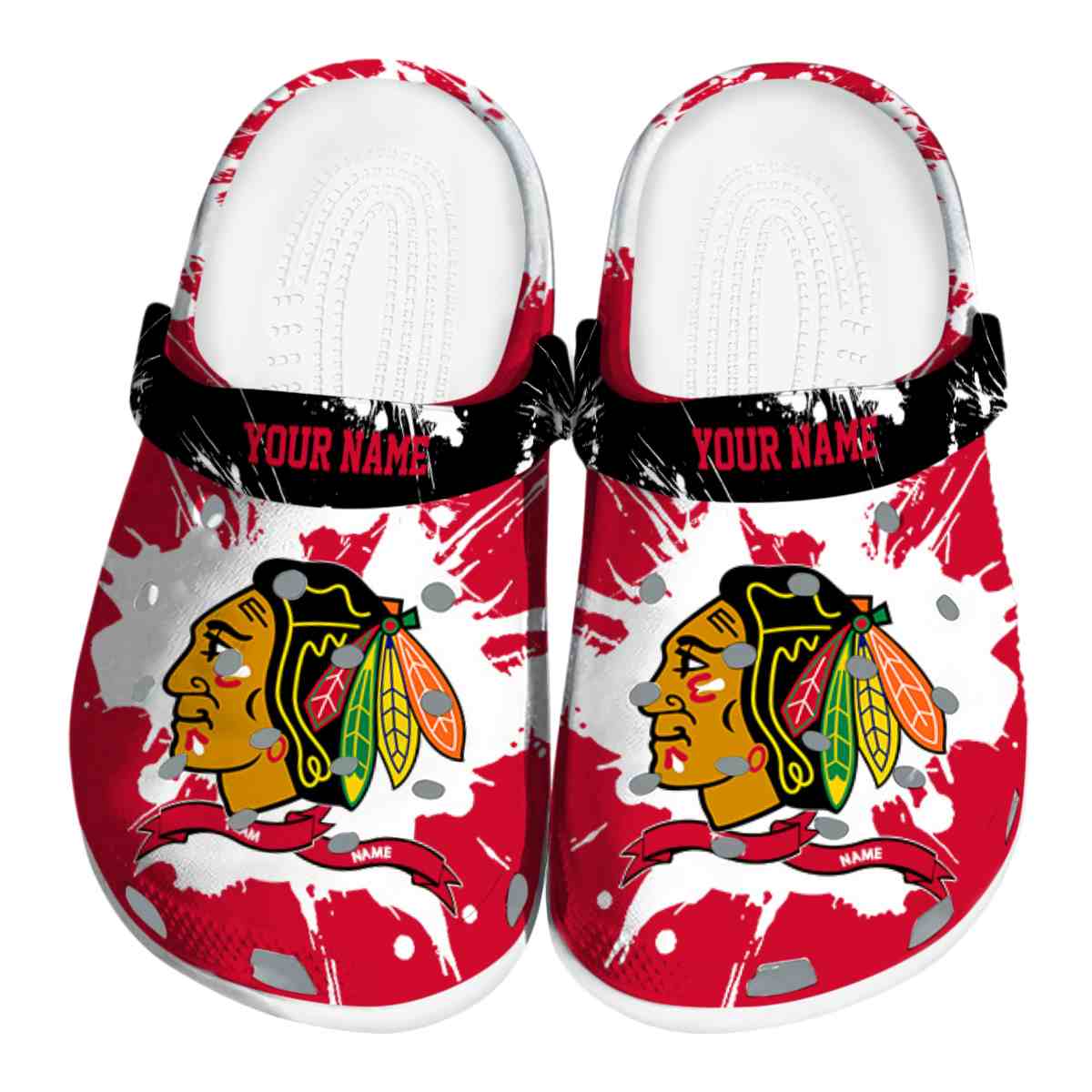 Footwearmerch Chicago Blackhawks NHL Sport Crocs Crocband Clogs Shoes Comfortable For Men Women and Kids