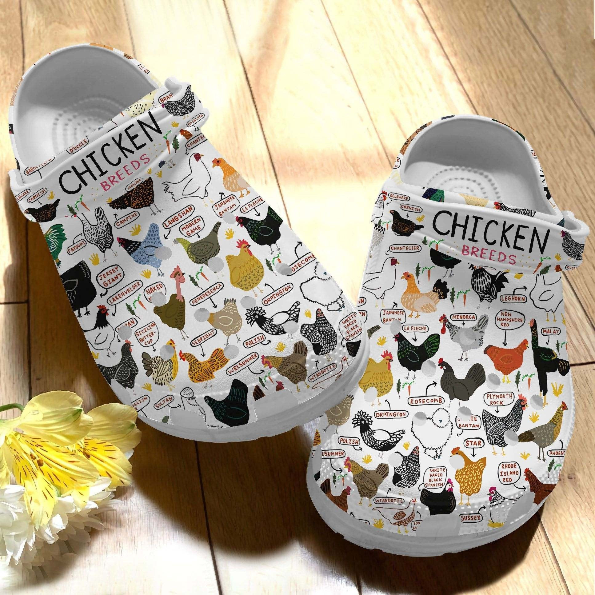 Footwearmerch Chicken Breeds Croc Gift - Cartoon Chicken Shoes Crocbland Clog Gifts For Niece Daughter