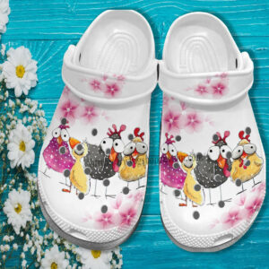 Footwearmerch Chicken Funny Cherry Flower Shoes Gift Women Mother Day- Chicken Farm Girl Cute Shoes Croc Clogs