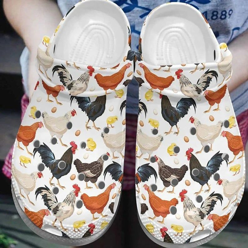 Footwearmerch Chicken Pattern Chicken Rubber clog Shoes Comfy Footwear