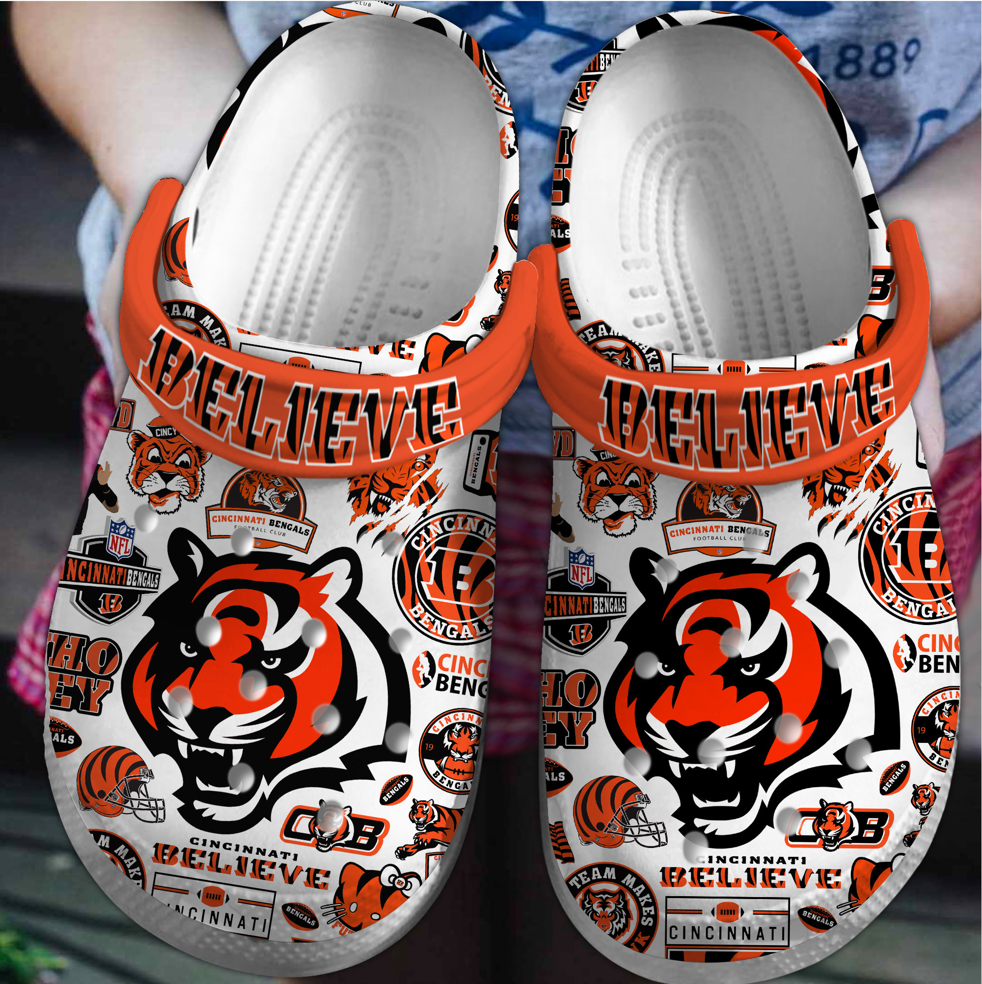 Footwearmerch Cincinnati Bengals NFL Sport Crocs Crocband Clogs Shoes Comfortable For Men Women and Kids