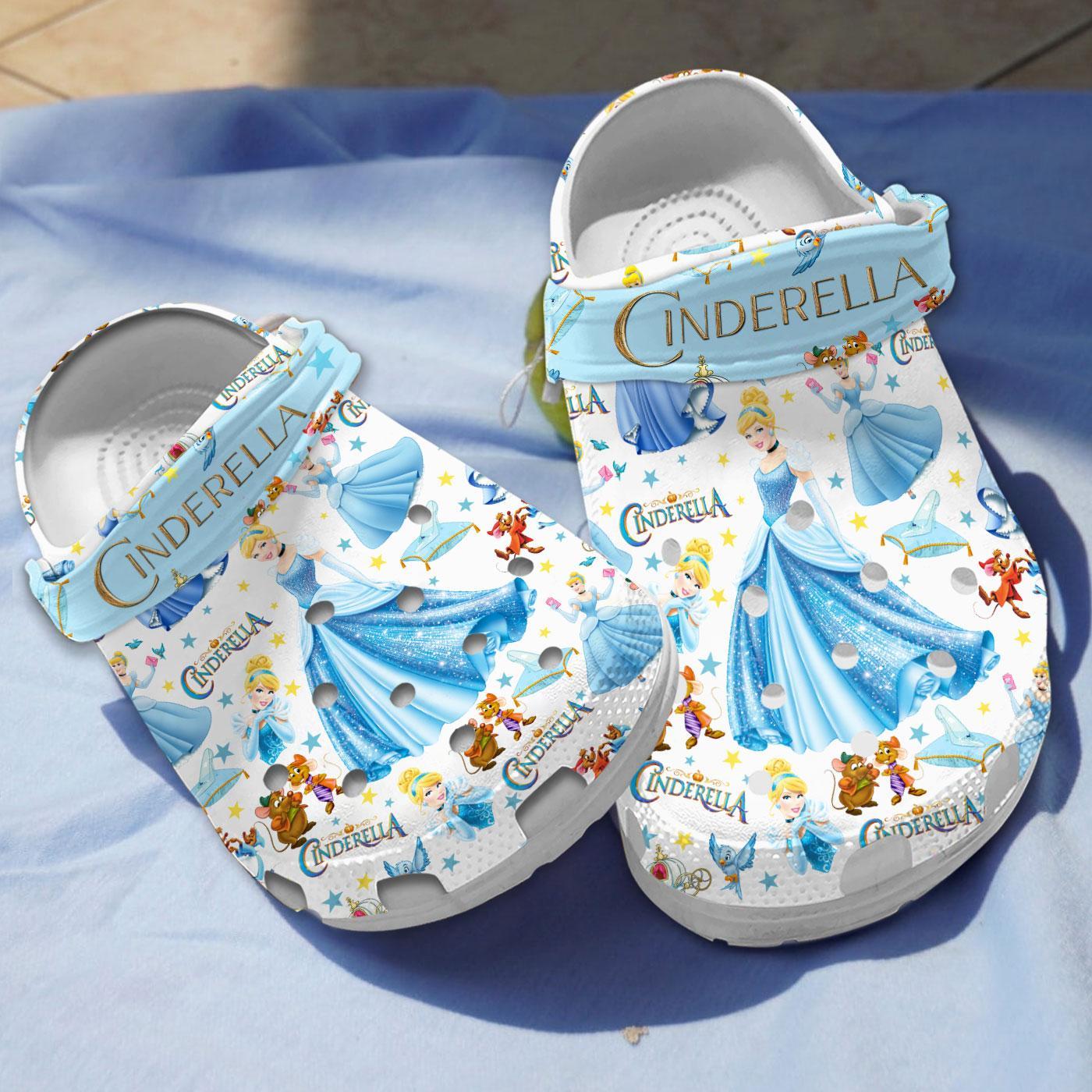 Footwearmerch Cinderella Disney Cartoon Crocs Crocband Clogs Shoes Comfortable For Men Women and Kids