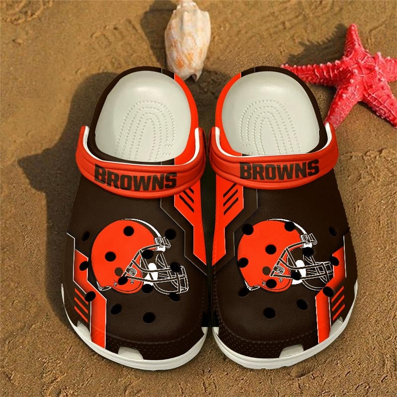 Footwearmerch Cleveland Browns NFL Crocs Crocband Clogs Shoes Comfortable For Men Women and Kids