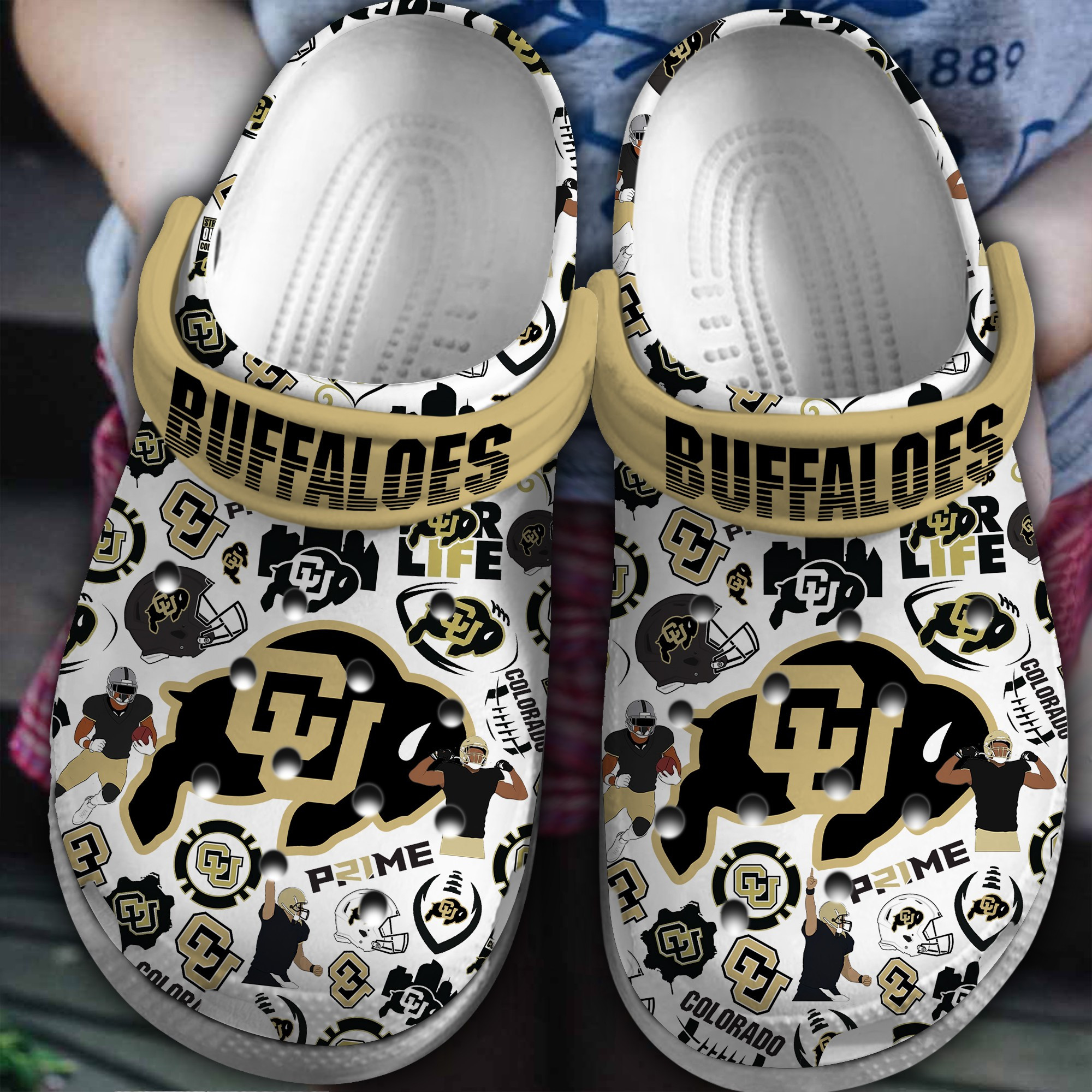 Footwearmerch Colorado Buffaloes NCAA Sport Crocs Crocband Clogs Shoes Comfortable For Men Women and Kids