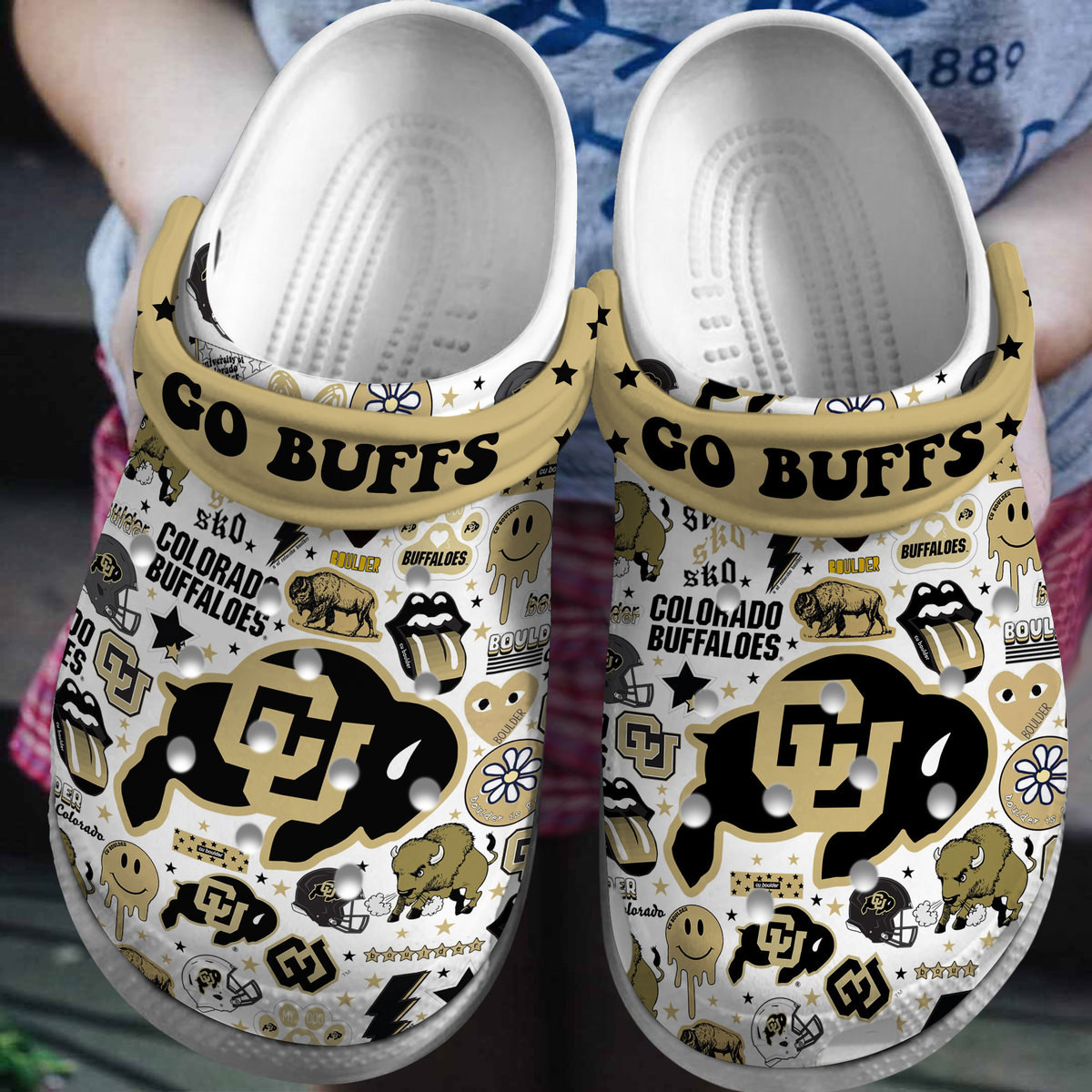 Footwearmerch Colorado Buffaloes NCAA Sport Crocs Crocband Clogs Shoes Comfortable For Men Women and Kids