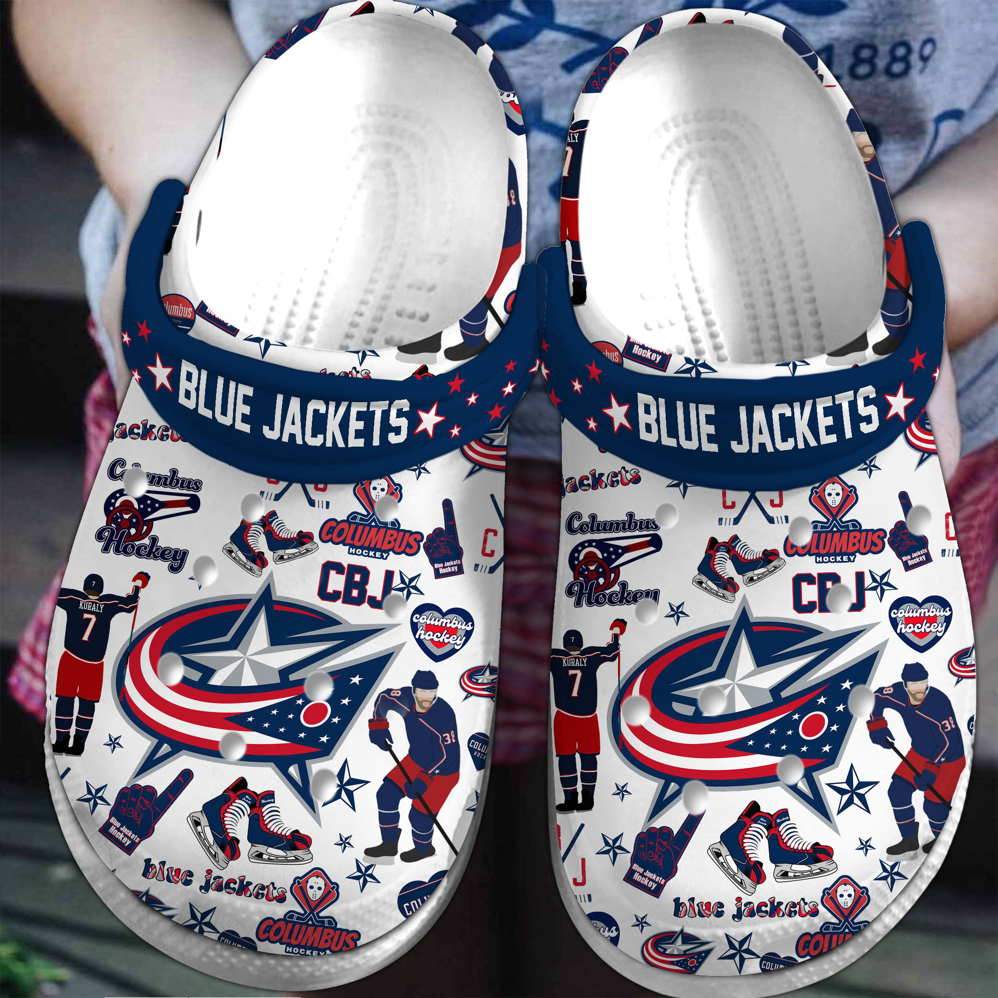 Footwearmerch Columbus Blue Jackets NHL Sport Crocs Crocband Clogs Shoes Comfortable For Men Women and Kids