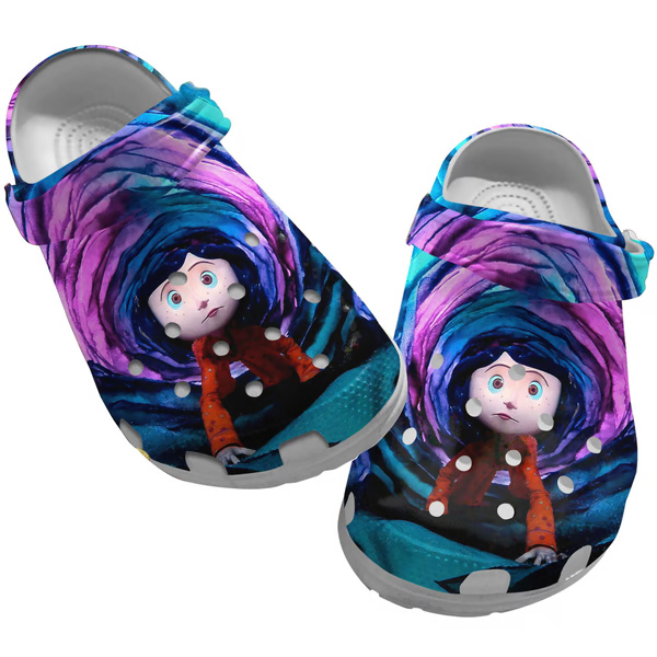 Footwearmerch Coraline Cartoon Crocs Crocband Clogs Shoes Comfortable For Men Women and Kids