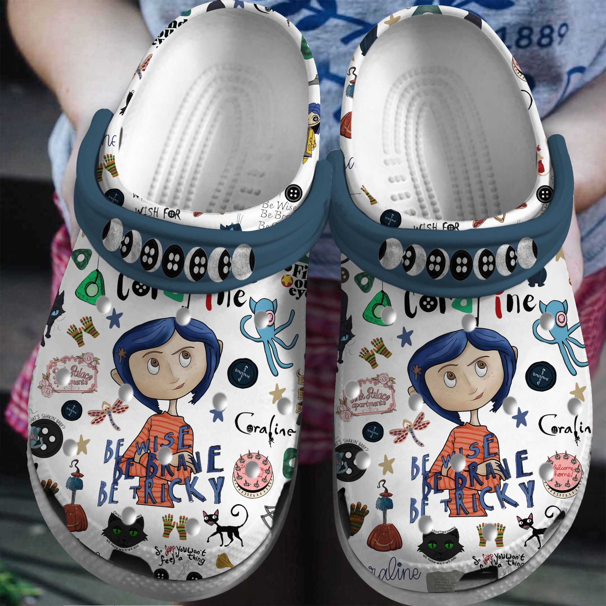 Footwearmerch Coraline Cartoon Crocs Crocband Clogs Shoes Comfortable For Men Women and Kids