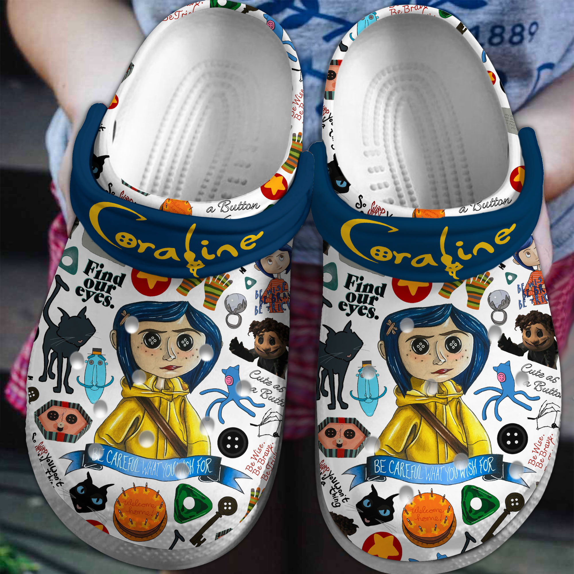 Footwearmerch Coraline Movie Crocs Crocband Clogs Shoes Comfortable For Men Women and Kids