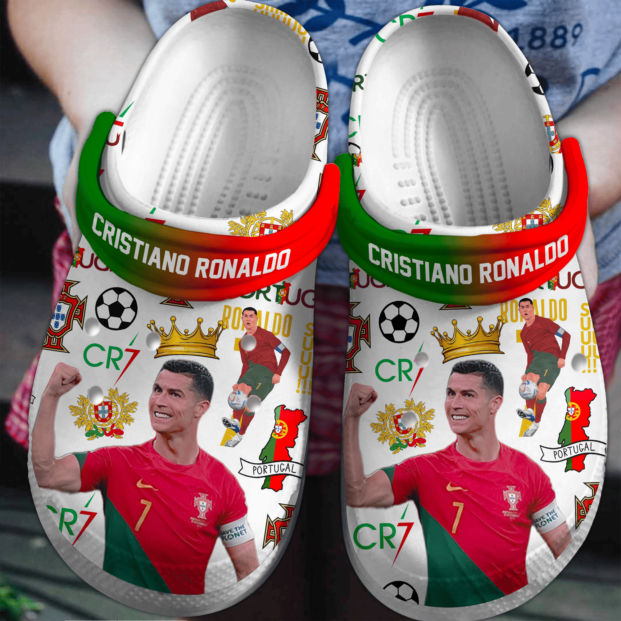 Footwearmerch Cristiano Ronaldo CR7 Crocs Crocband Clogs Shoes Comfortable For Men Women and Kids