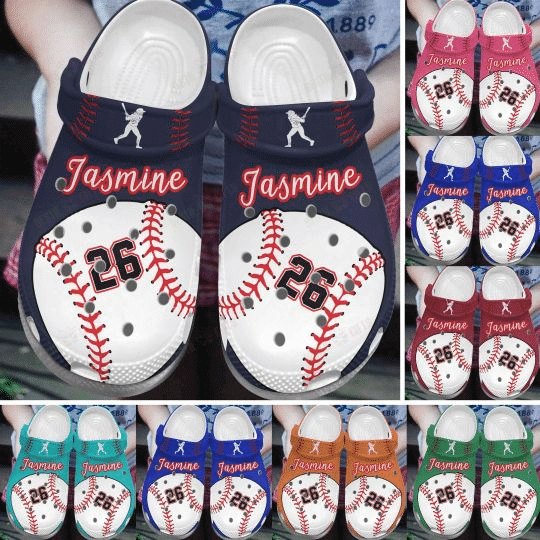 Footwearmerch Custom Name Number Colorful Baseball Clogs Shoes