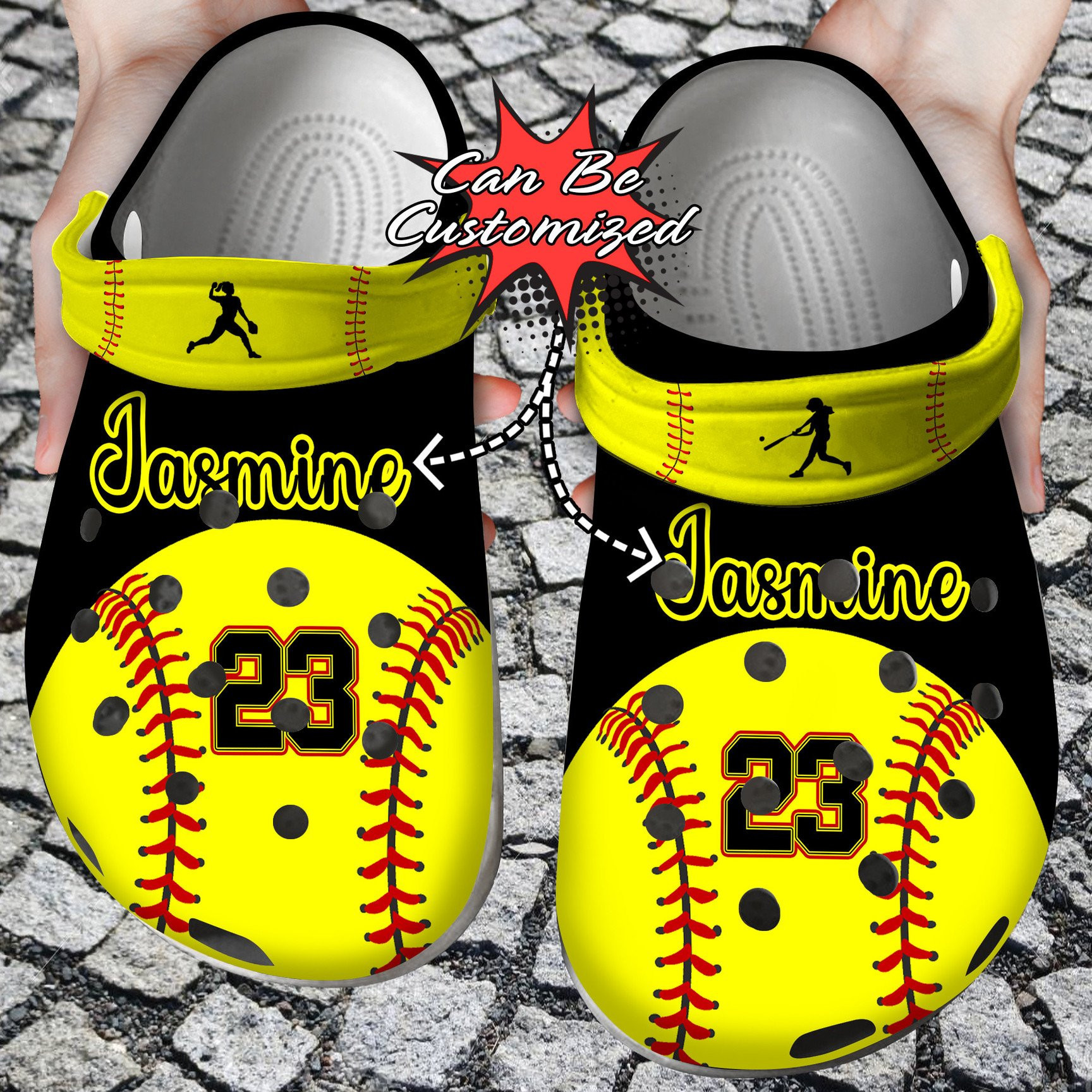 Footwearmerch Custom Name Number Softball Clog Shoes Custom