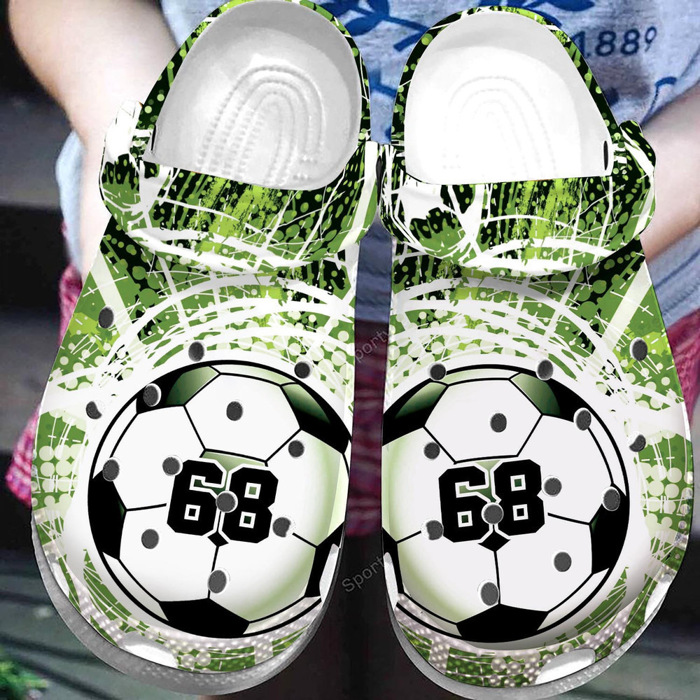 Footwearmerch Custom Number Green Soccer Clogs Shoes