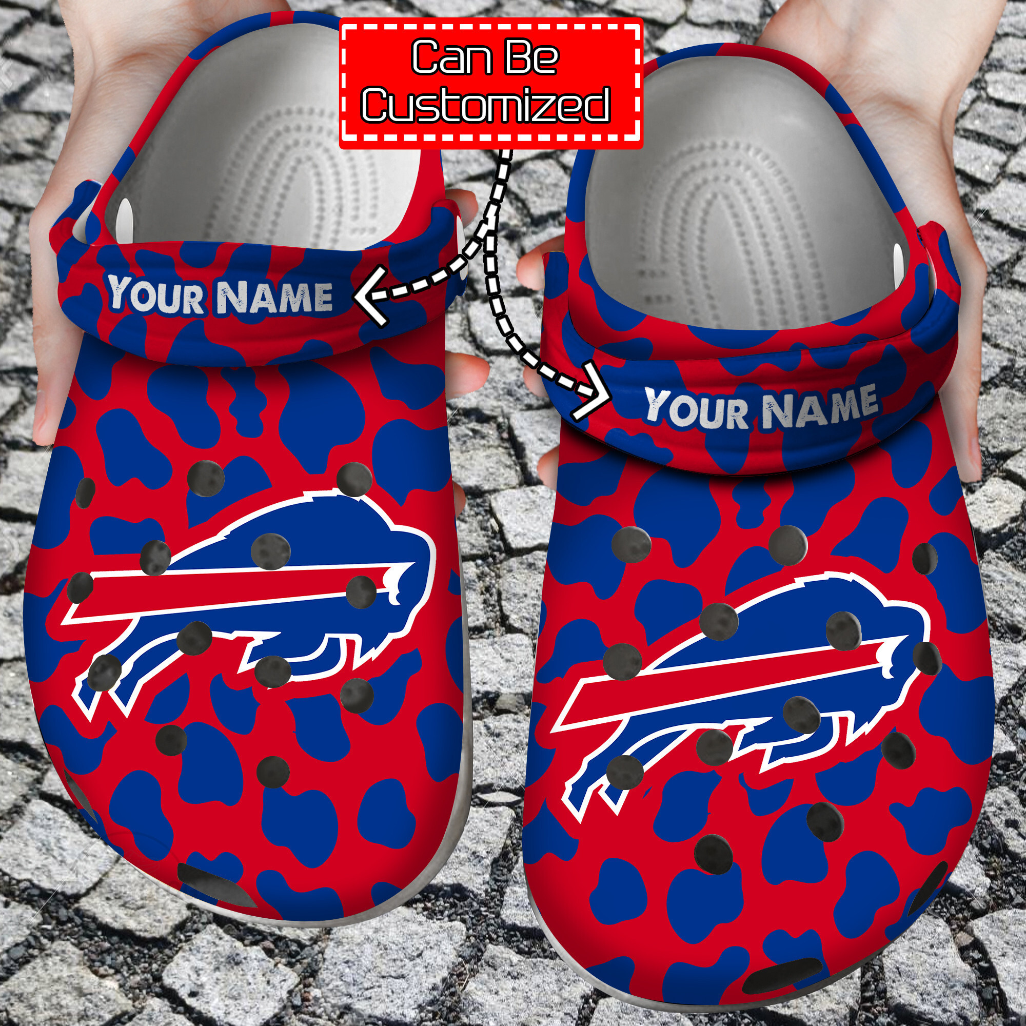 Footwearmerch Personalized Football NFL Buffalo Bills Print Crocband Crocs Shoes