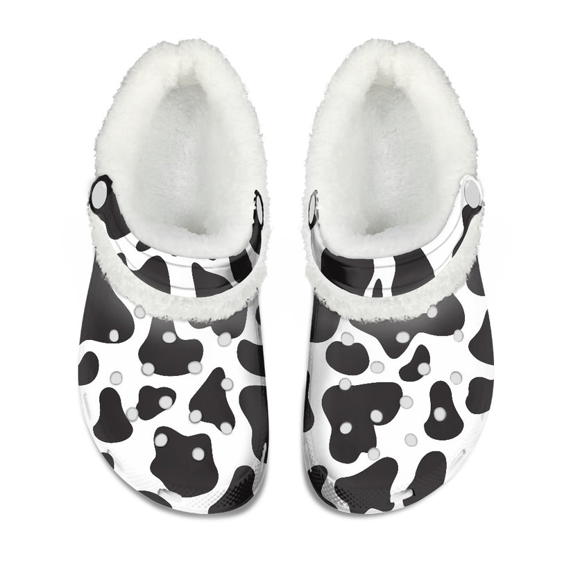 Footwearmerch Dairy Cow Crocs Crocband Fleece Lined Clogs Shoes Comfortable For Men Women and Kids In Winter