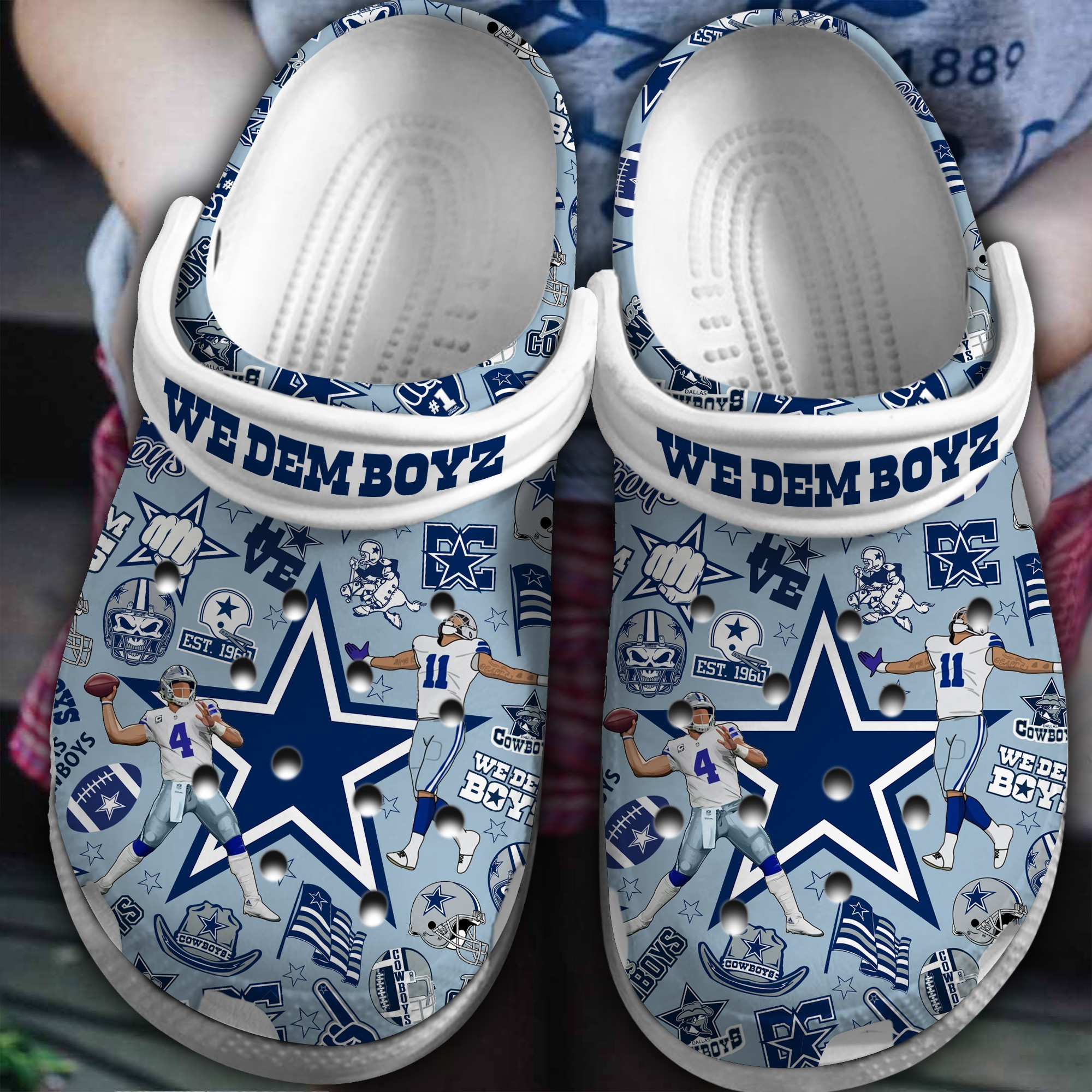 Footwearmerch Dallas Cowboys NFL Sport Crocs Crocband Clogs Shoes Comfortable For Men Women and Kids