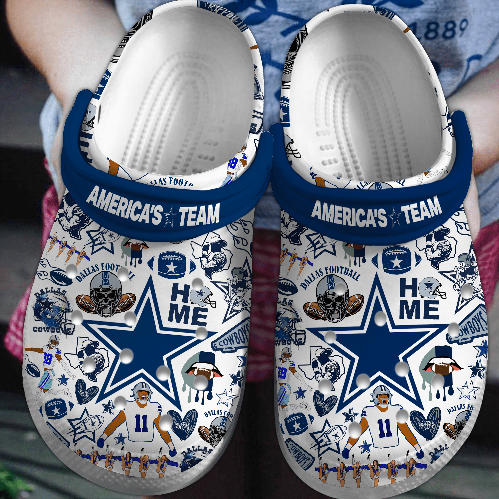 Footwearmerch Dallas Cowboys NFL Sport Crocs Crocband Clogs Shoes Comfortable For Men Women and Kids