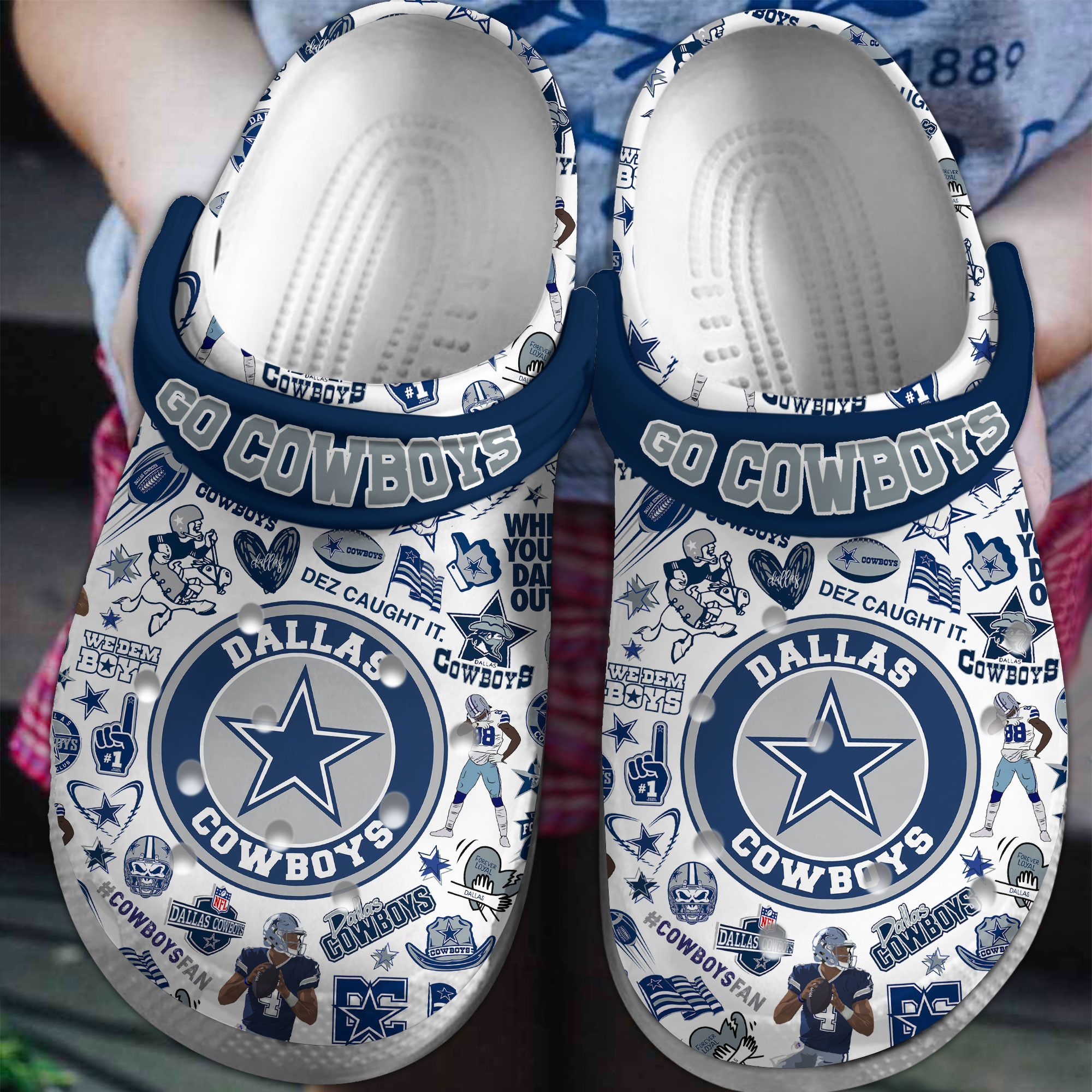 Footwearmerch Dallas Cowboys NFL Sport Crocs Crocband Clogs Shoes Comfortable For Men Women and Kids
