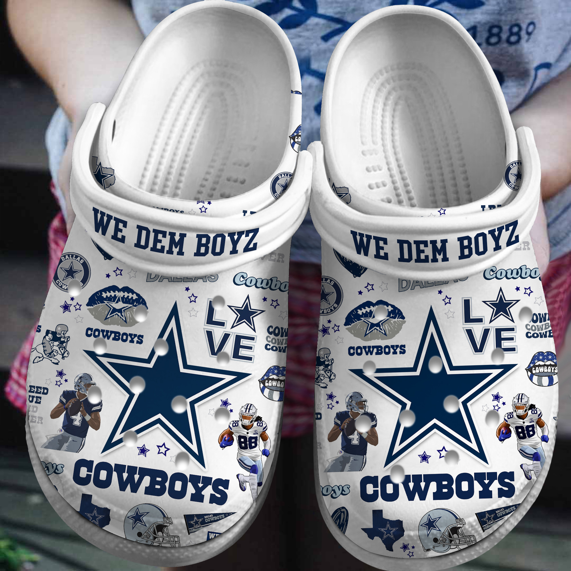 Footwearmerch Dallas Cowboys NFL Sport Crocs Crocband Clogs Shoes Comfortable For Men Women and Kids