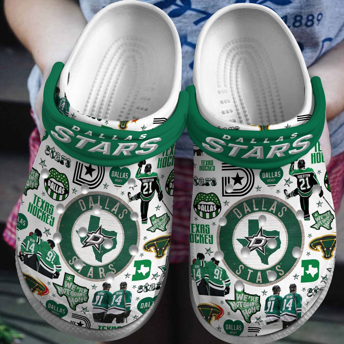 Footwearmerch Dallas Stars NHL Sport Crocs Crocband Clogs Shoes Comfortable For Men Women and Kids