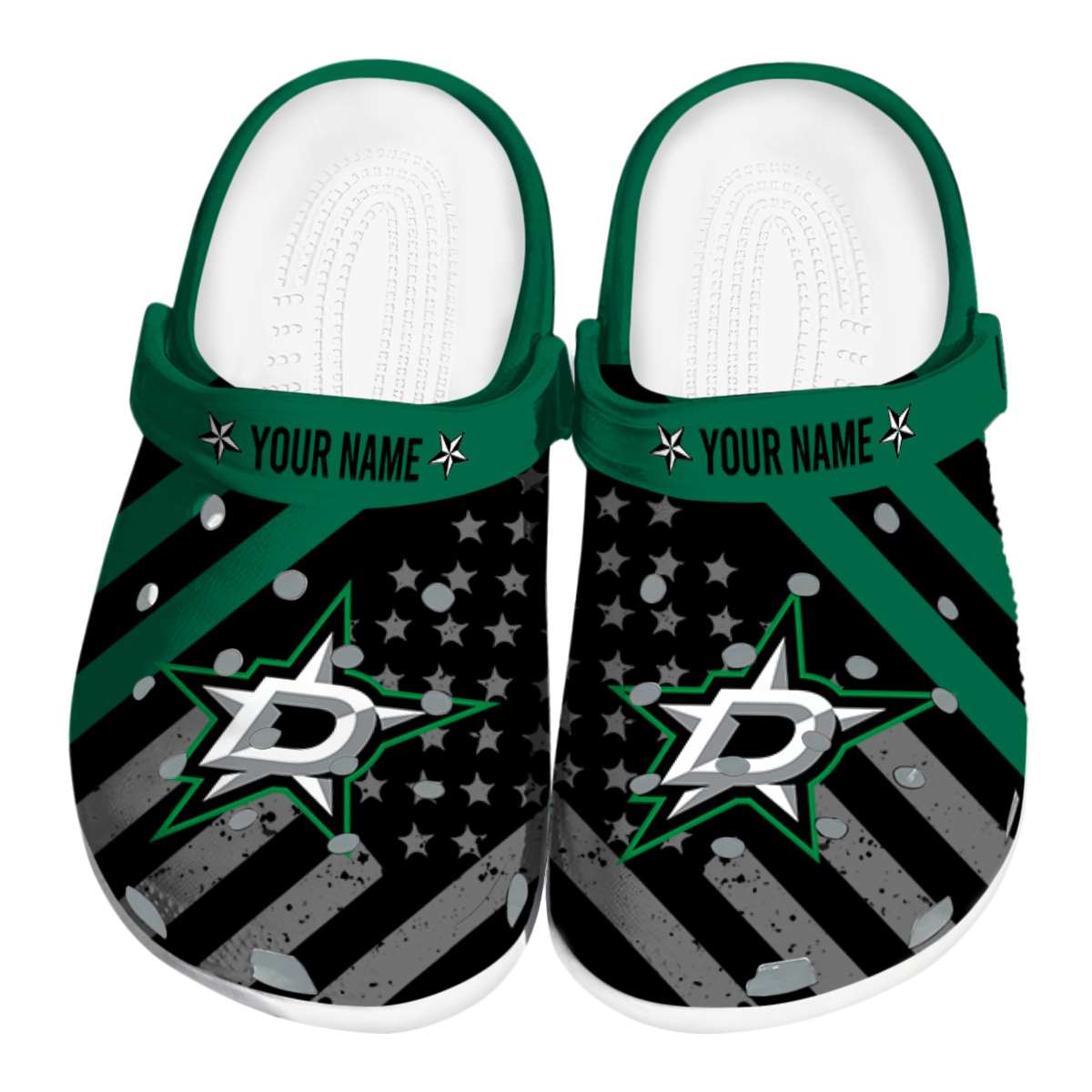 Footwearmerch Dallas Stars NHL Sport Crocs Crocband Clogs Shoes Comfortable For Men Women and Kids