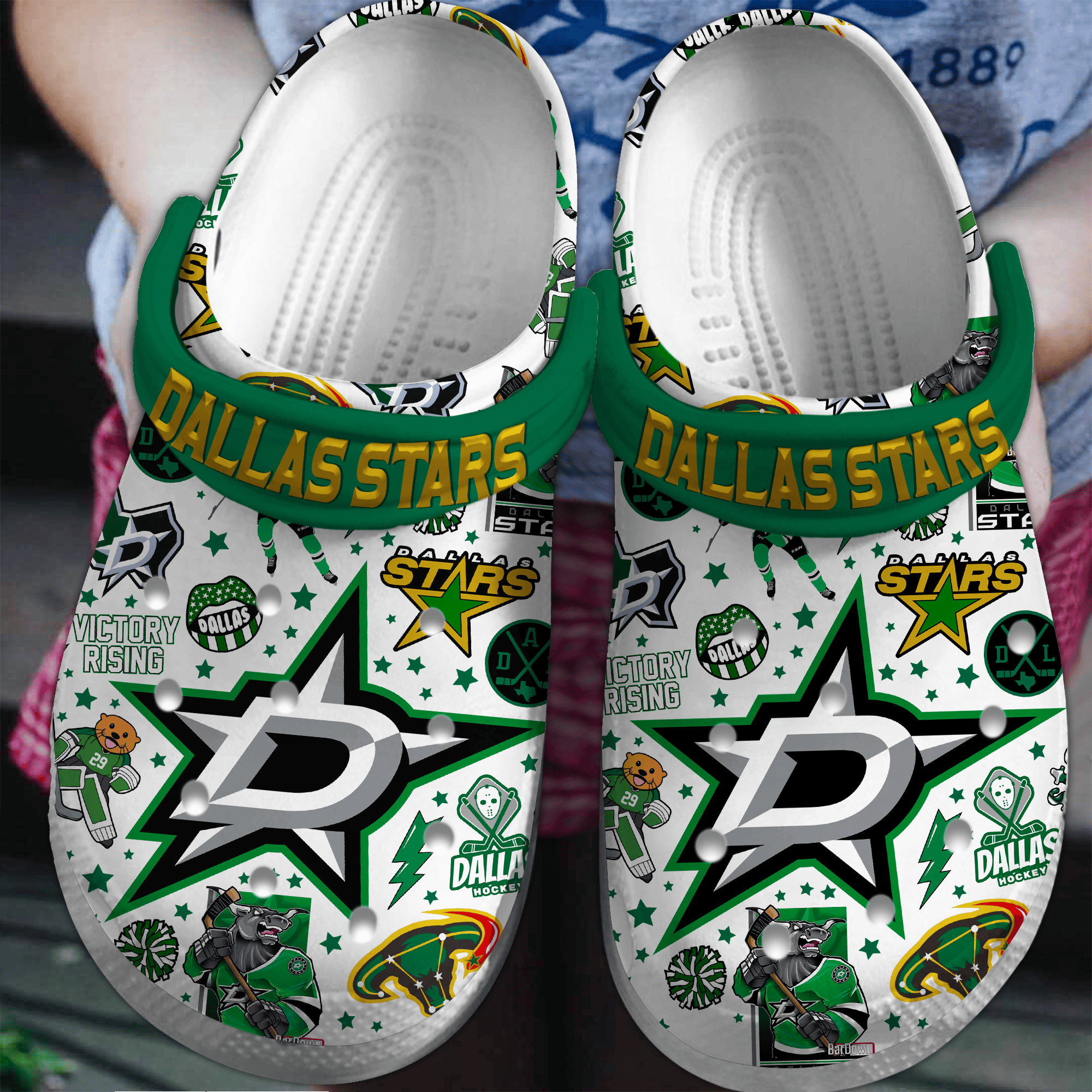Footwearmerch Dallas Stars NHL Sport Crocs Crocband Clogs Shoes Comfortable For Men Women and Kids