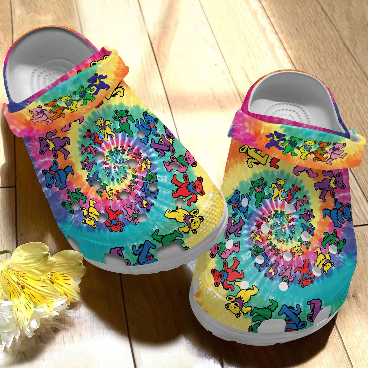 Footwearmerch Dancing Bear Colorful Crocband Clogs