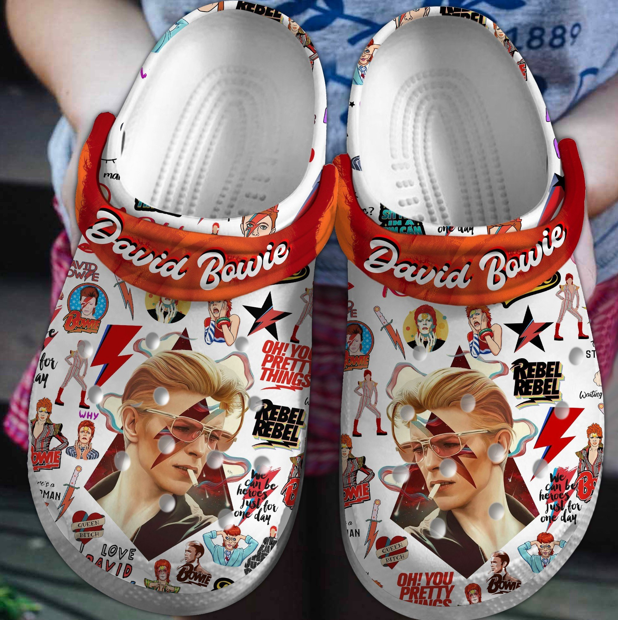 Footwearmerch David Bowie Music Crocs Crocband Clogs Shoes Comfortable For Men Women and Kids