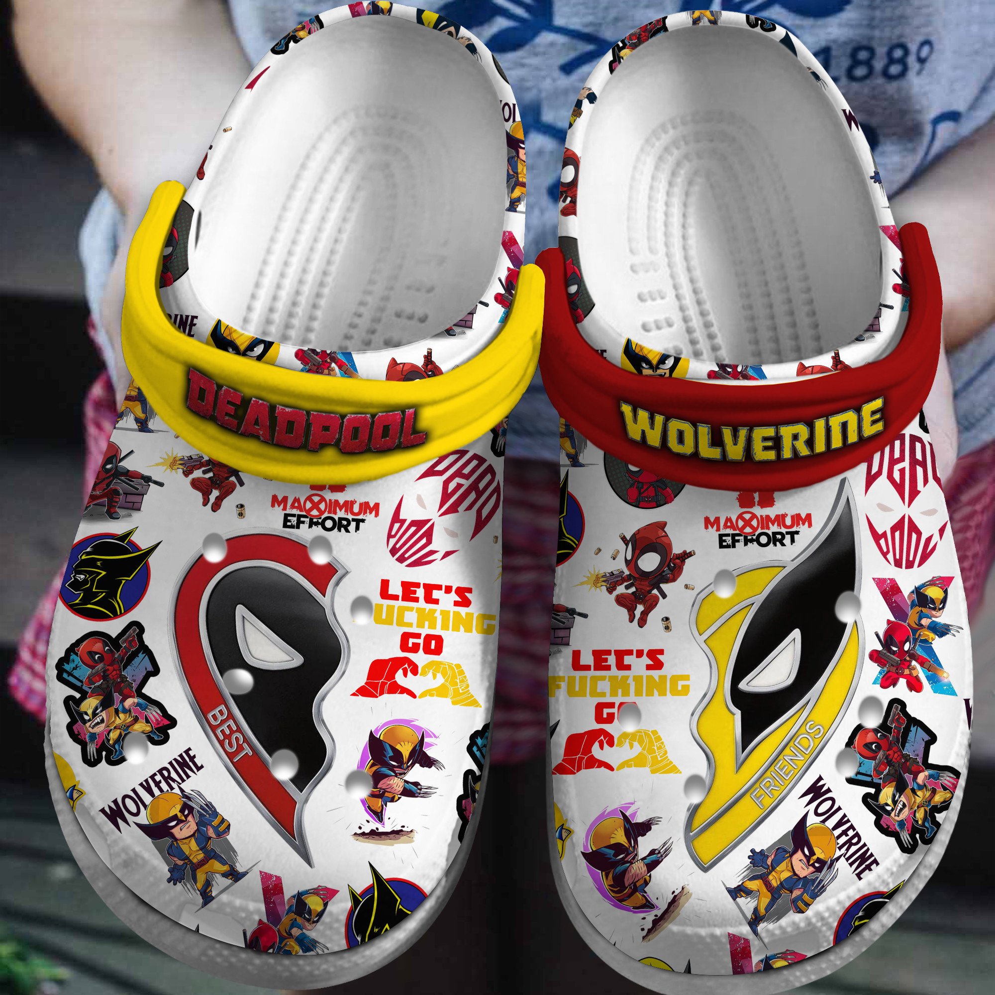 Footwearmerch Deadpool And Wolverine Movie Crocs Crocband Clogs Shoes Comfortable For Men Women and Kids