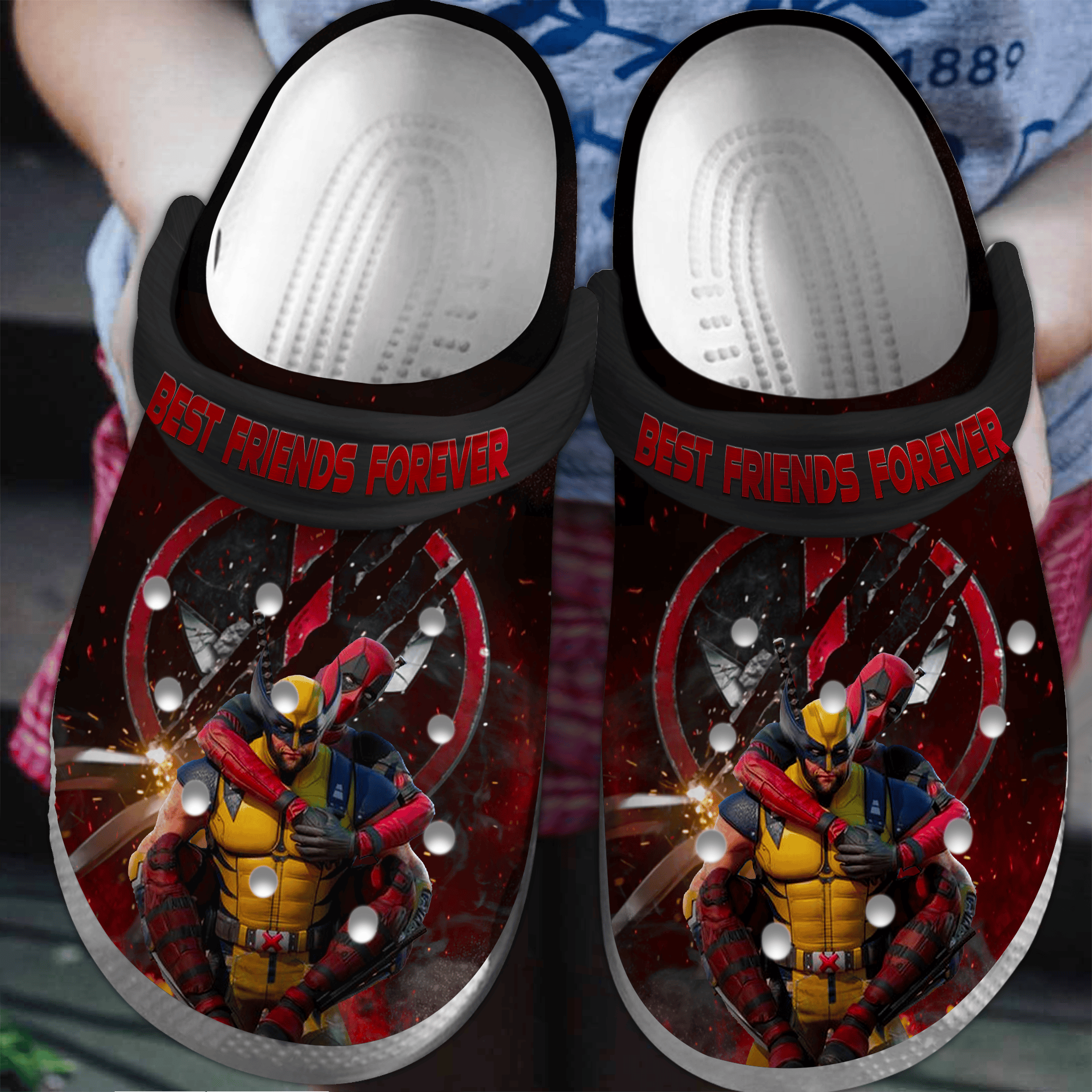 Footwearmerch Deadpool And Wolverine Movie Crocs Crocband Clogs Shoes Comfortable For Men Women and Kids