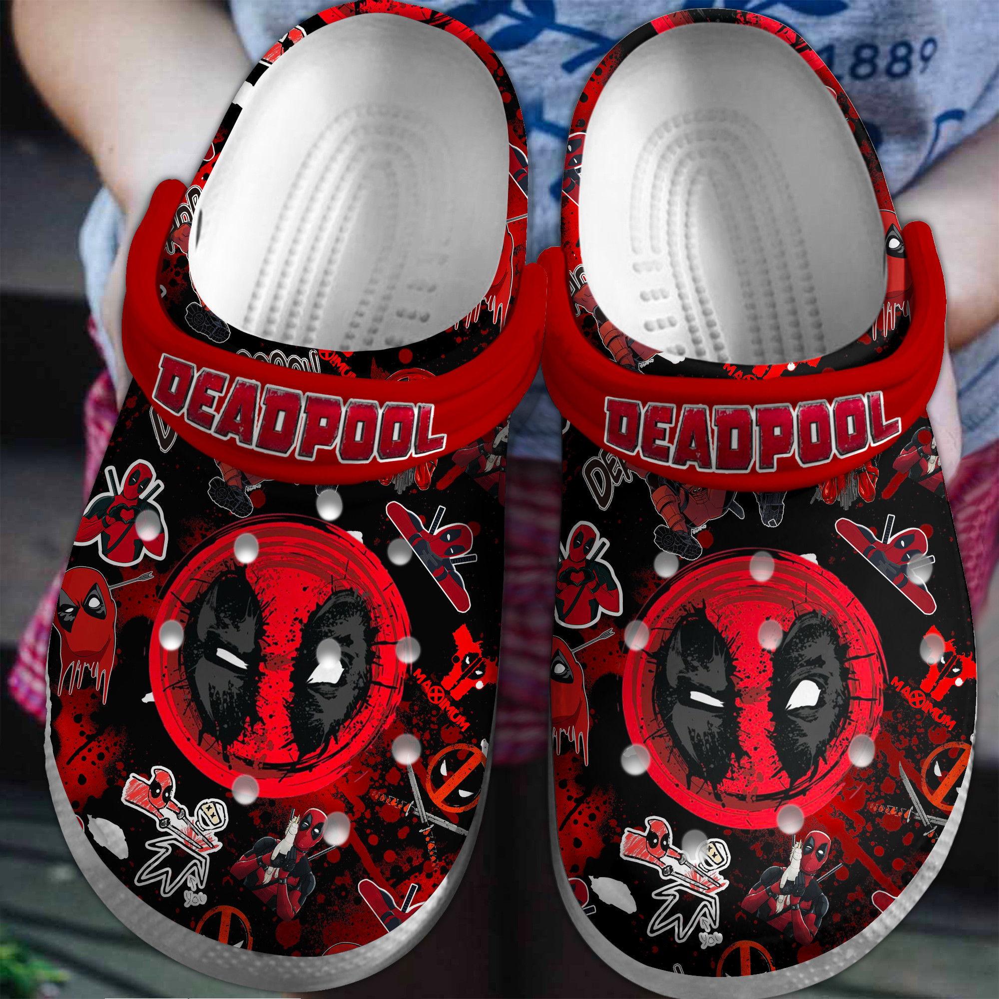 Footwearmerch Deadpool Movie Crocs Crocband Clogs Shoes Comfortable For Men Women and Kids