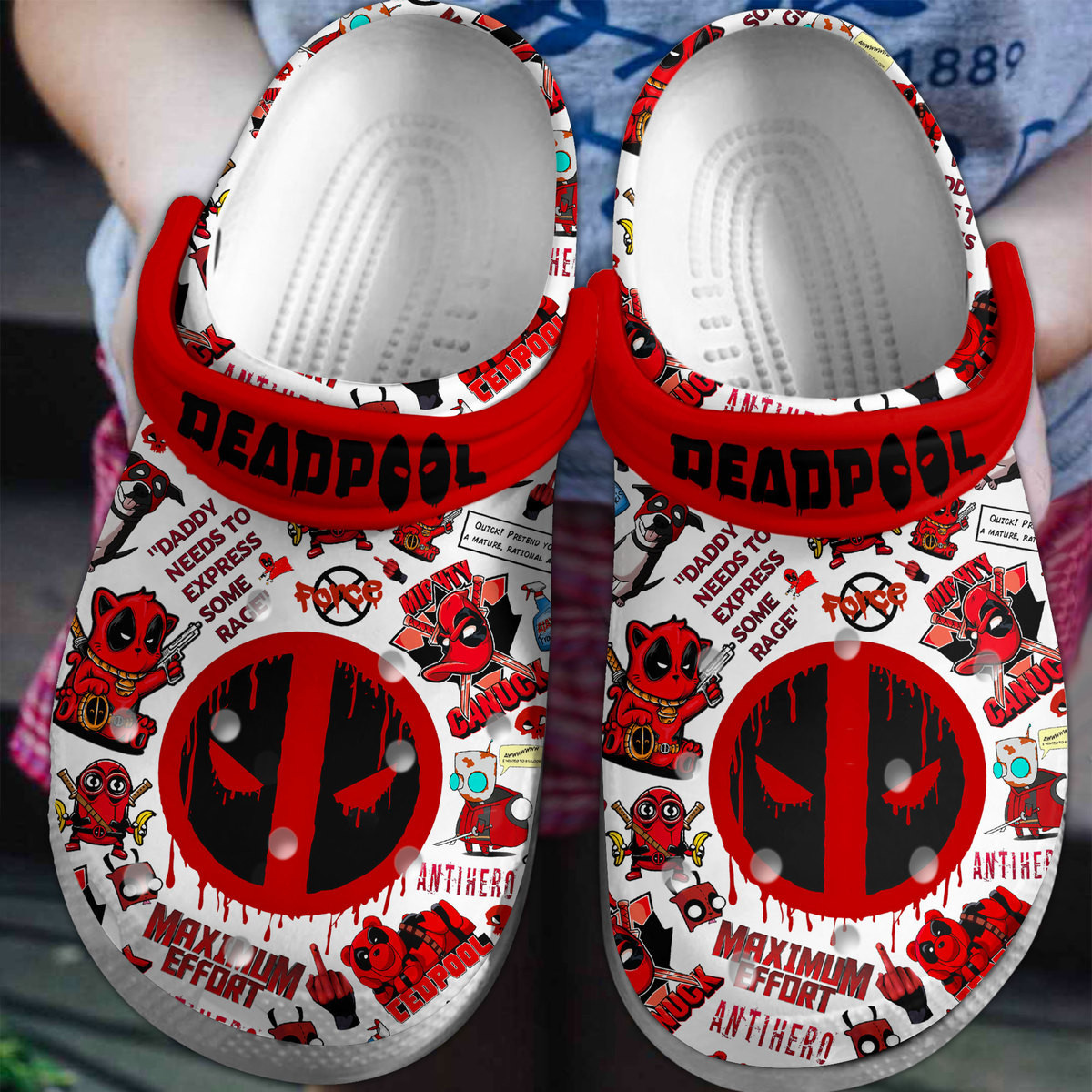 Footwearmerch Deadpool Movie Crocs Crocband Clogs Shoes Comfortable For Men Women and Kids