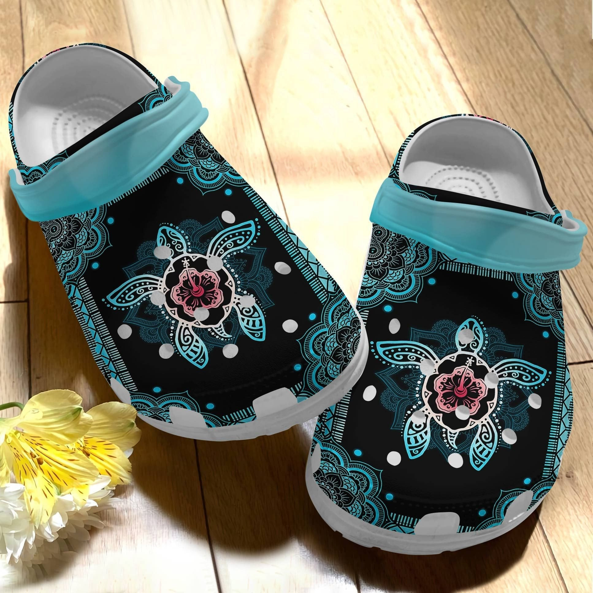 Footwearmerch Decorative Turtle Yoga Pattern Peace Shoes - Sea Turtle Crocbland Clog For Women Men