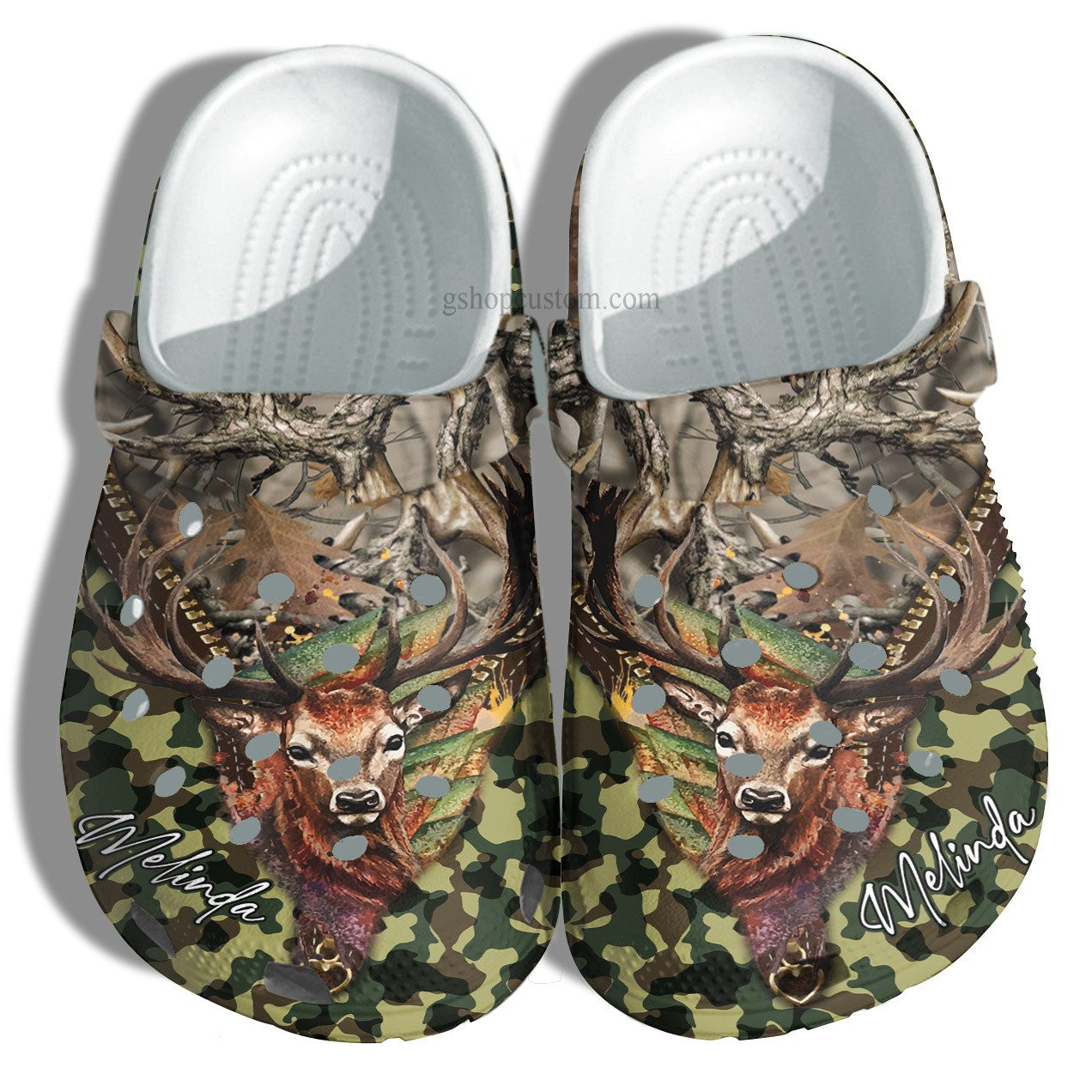 Footwearmerch Deer Hunter Camouflage Croc Shoes Gift Father Day- Deer Hunter Camo Army Color Shoes Gift Son
