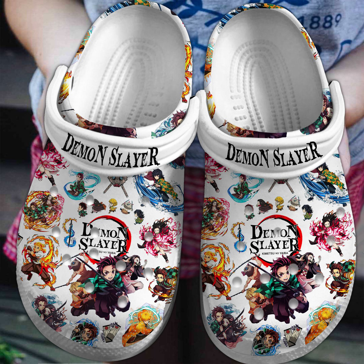 Footwearmerch Demon Slayer Anime Cartoon Premium Crocs Crocband Clogs Shoes Comfortable For Men Women and Kids