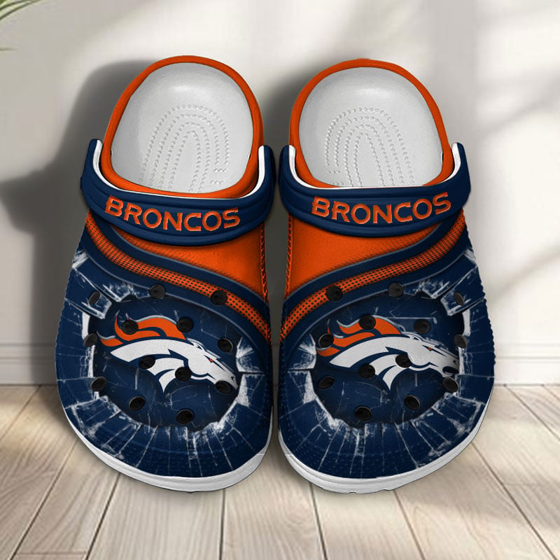 Footwearmerch Denver Broncos NFL Crocs Crocband Clogs Shoes Comfortable For Men Women and Kids