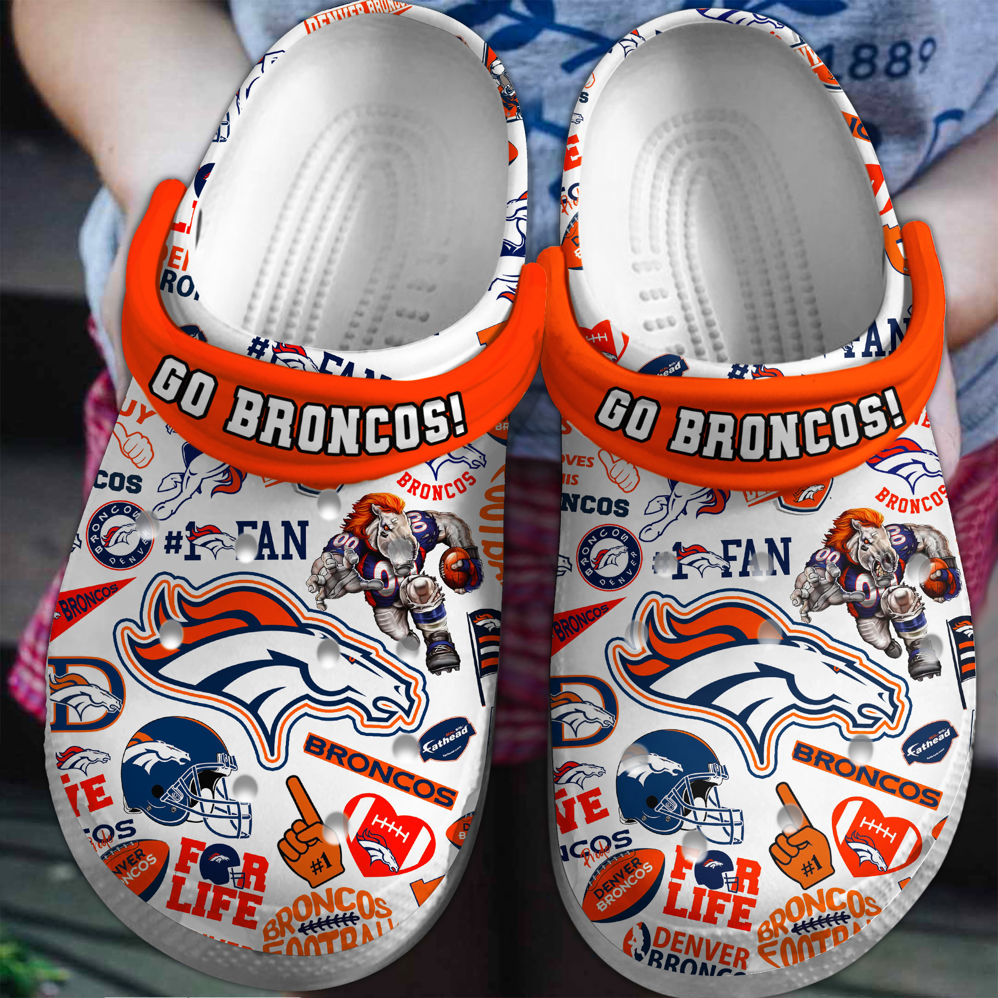 Footwearmerch Denver Broncos NFL Sport Crocs Crocband Clogs Shoes Comfortable For Men Women and Kids