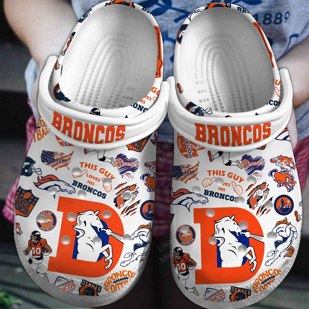 Footwearmerch Denver Broncos NFL Sport Crocs Crocband Clogs Shoes Comfortable For Men Women and Kids