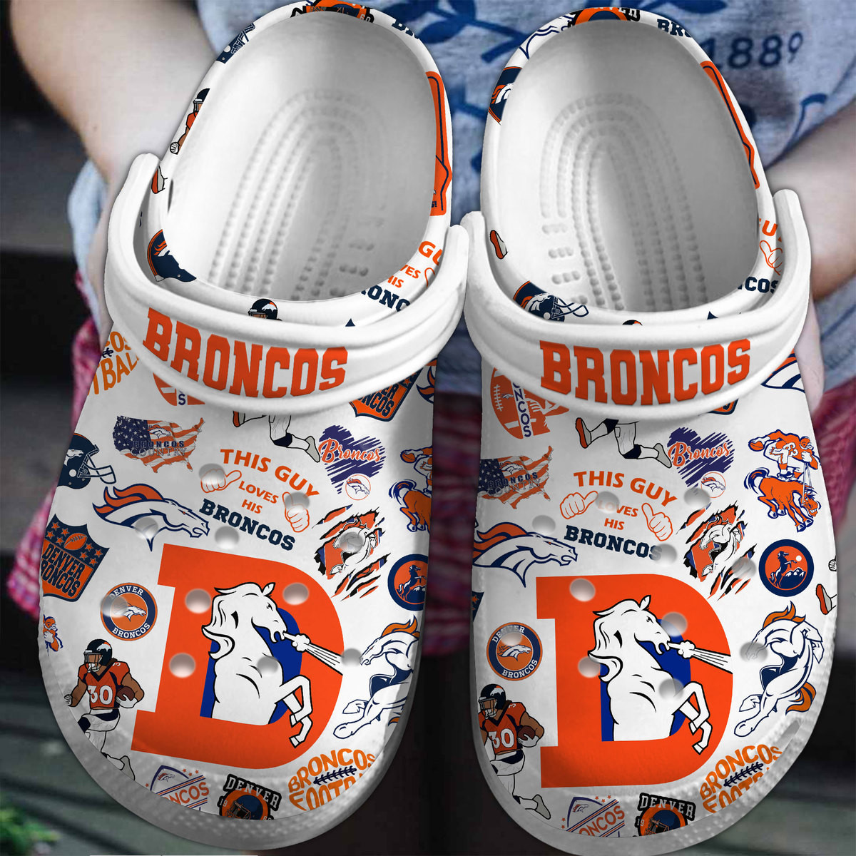 Footwearmerch Denver Broncos NFL Sport Crocs Crocband Clogs Shoes Comfortable For Men Women and Kids