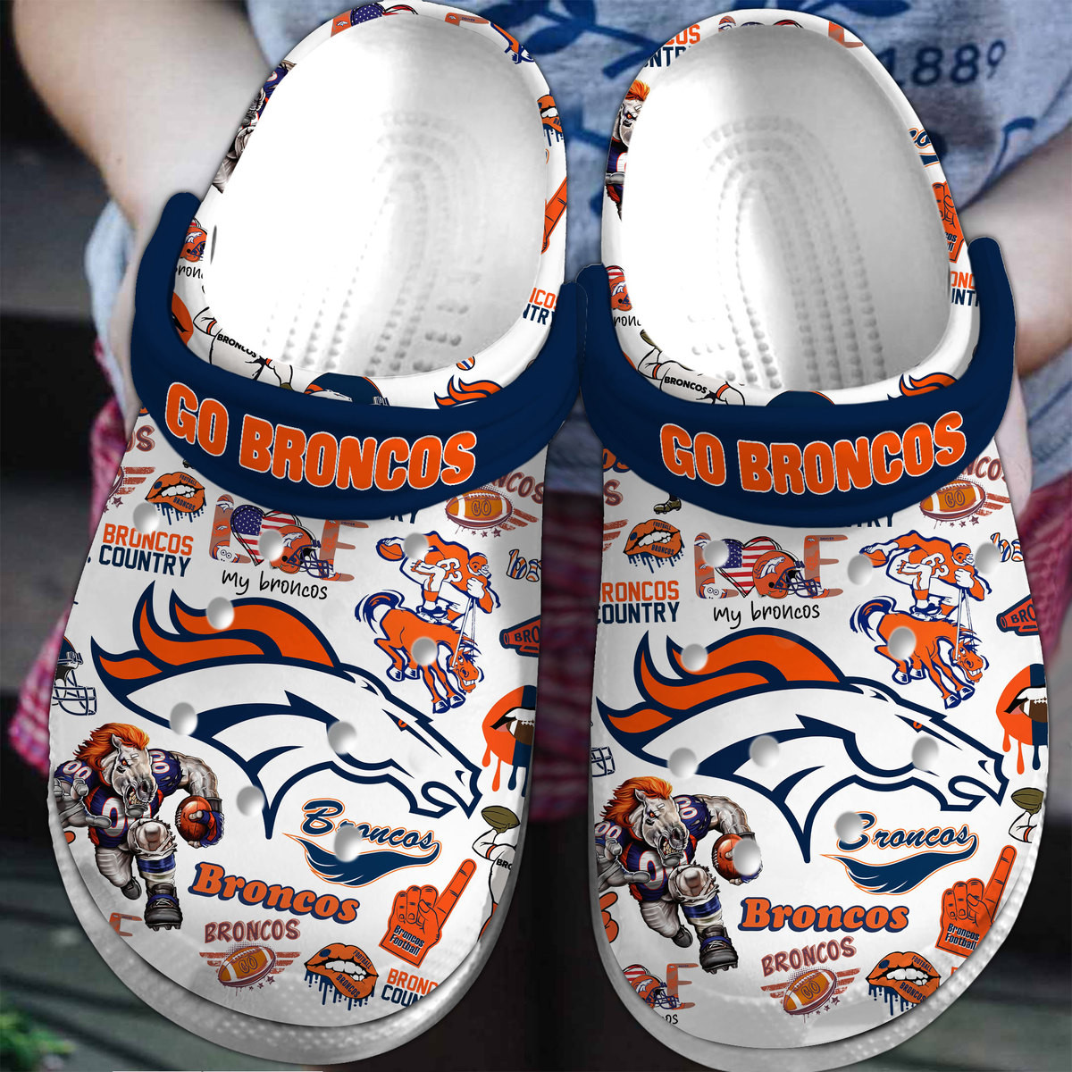Footwearmerch Denver Broncos NFL Sport Crocs Crocband Clogs Shoes Comfortable For Men Women and Kids