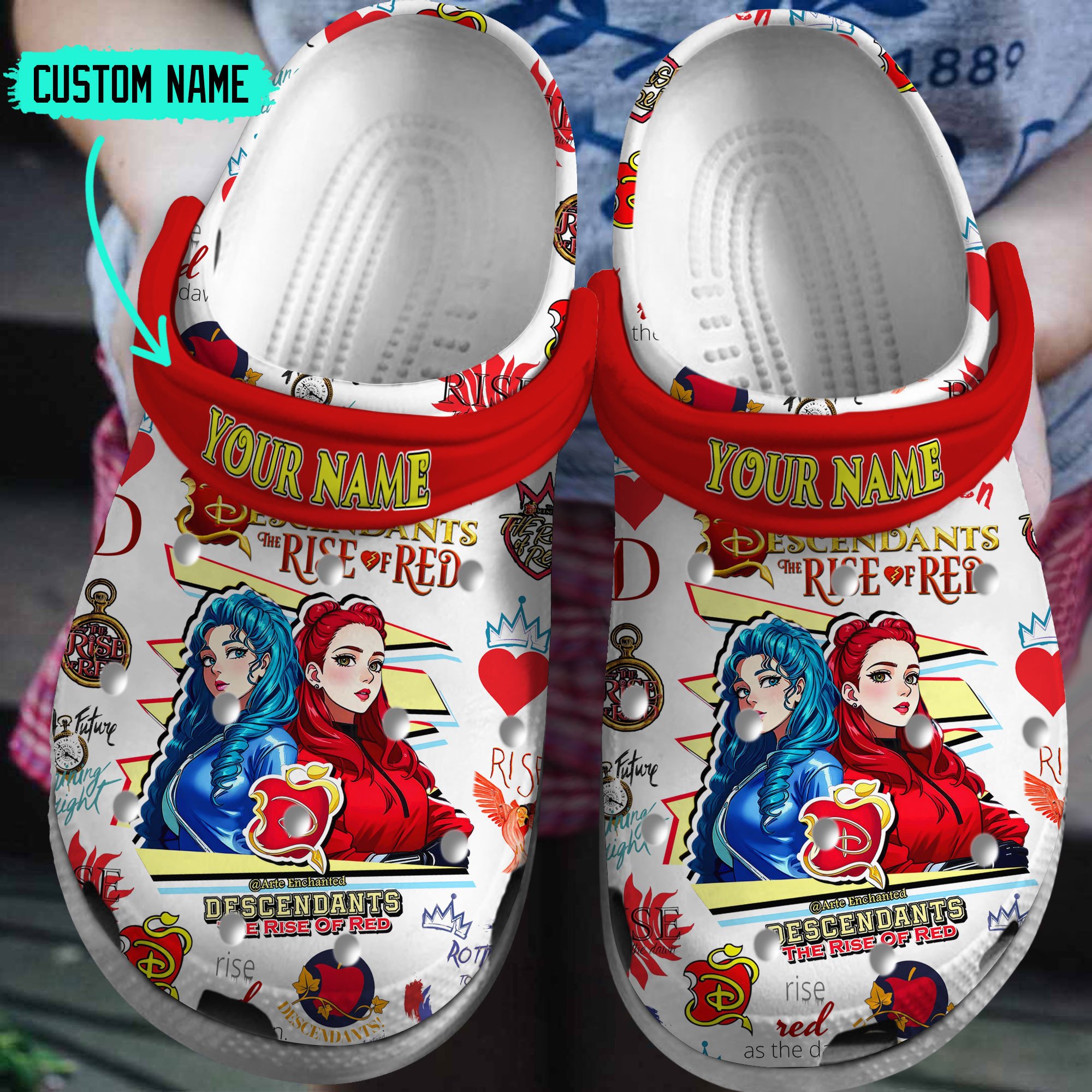 Footwearmerch Descendants The Rise Of Red Movie Crocs Crocband Clogs Shoes Comfortable For Men Women and Kids