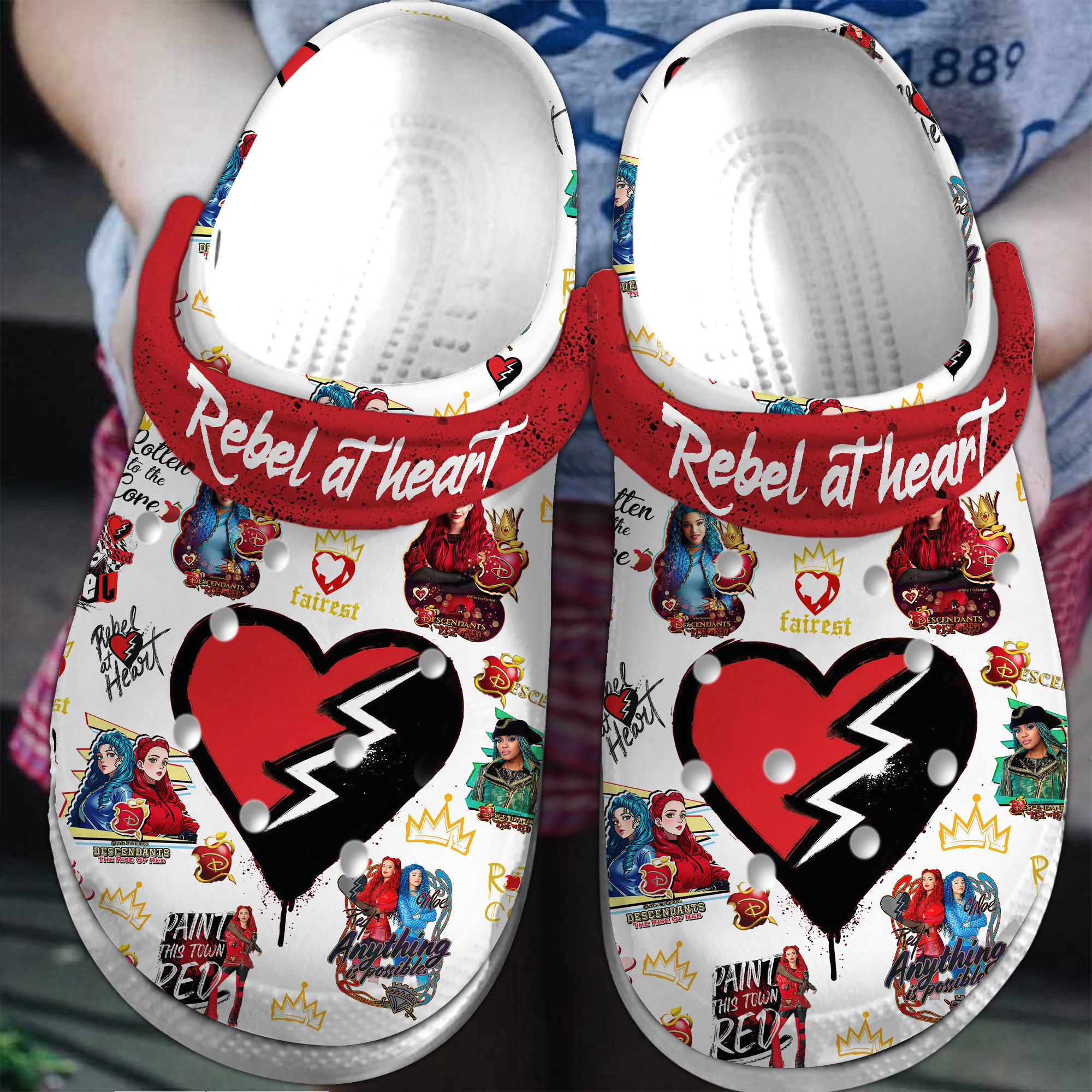 Footwearmerch Descendants The Rise Of Red Movie Crocs Crocband Clogs Shoes Comfortable For Men Women and Kids