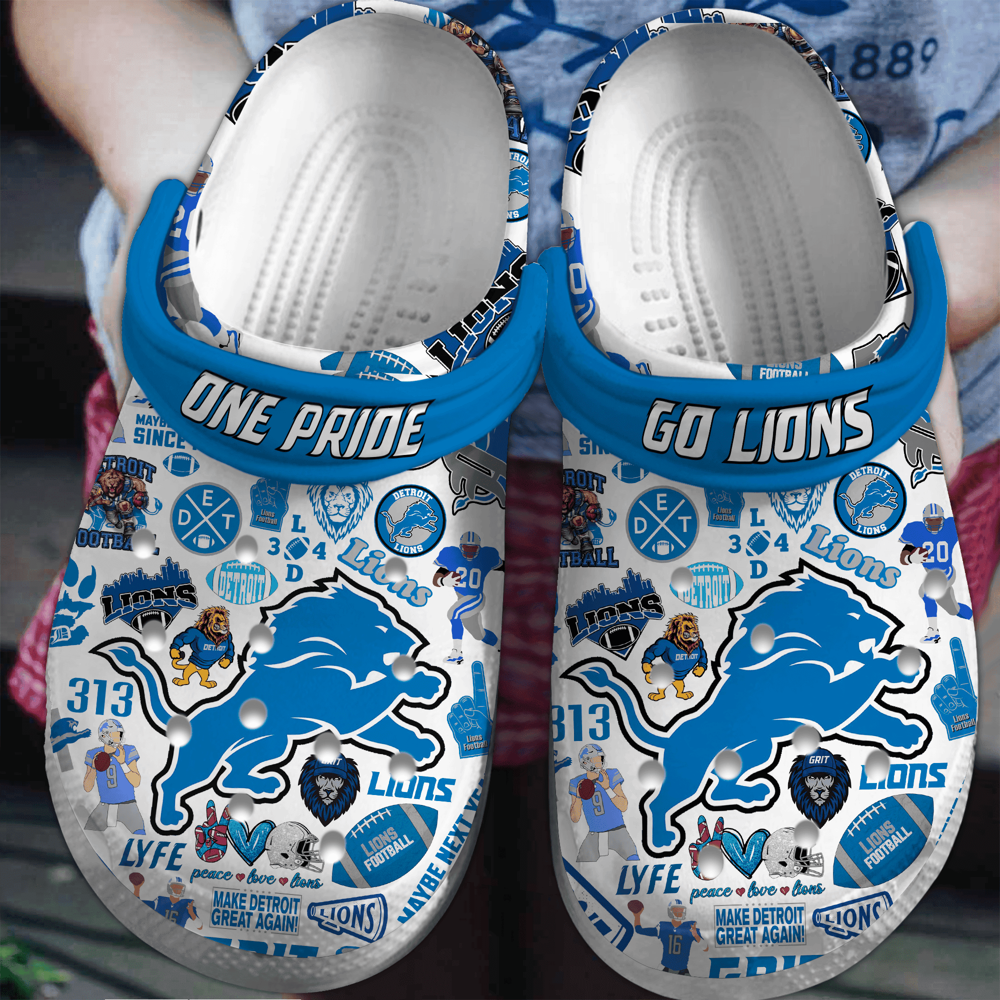 Footwearmerch Detroit Lions NFL Sport Crocs Crocband Clogs Shoes Comfortable For Men Women and Kids