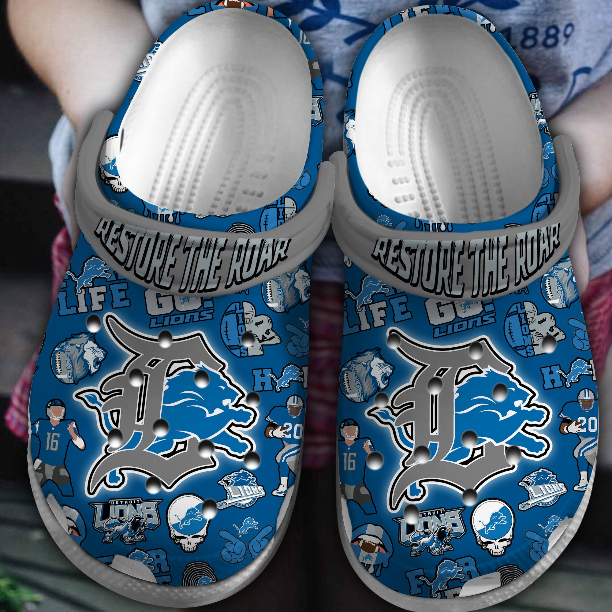 Footwearmerch Detroit Lions NFL Sport Crocs Crocband Clogs Shoes Comfortable For Men Women and Kids