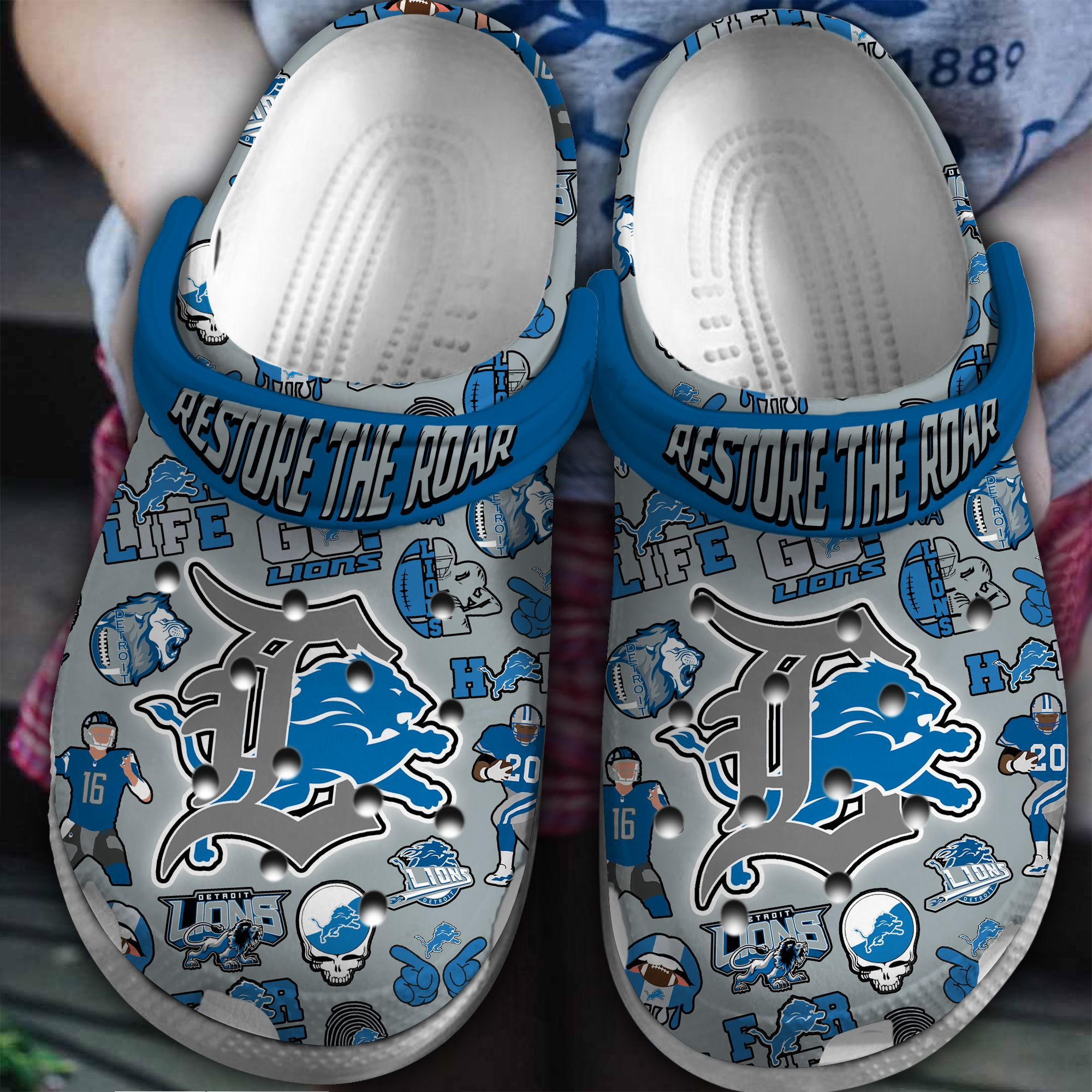Footwearmerch Detroit Lions NFL Sport Crocs Crocband Clogs Shoes Comfortable For Men Women and Kids