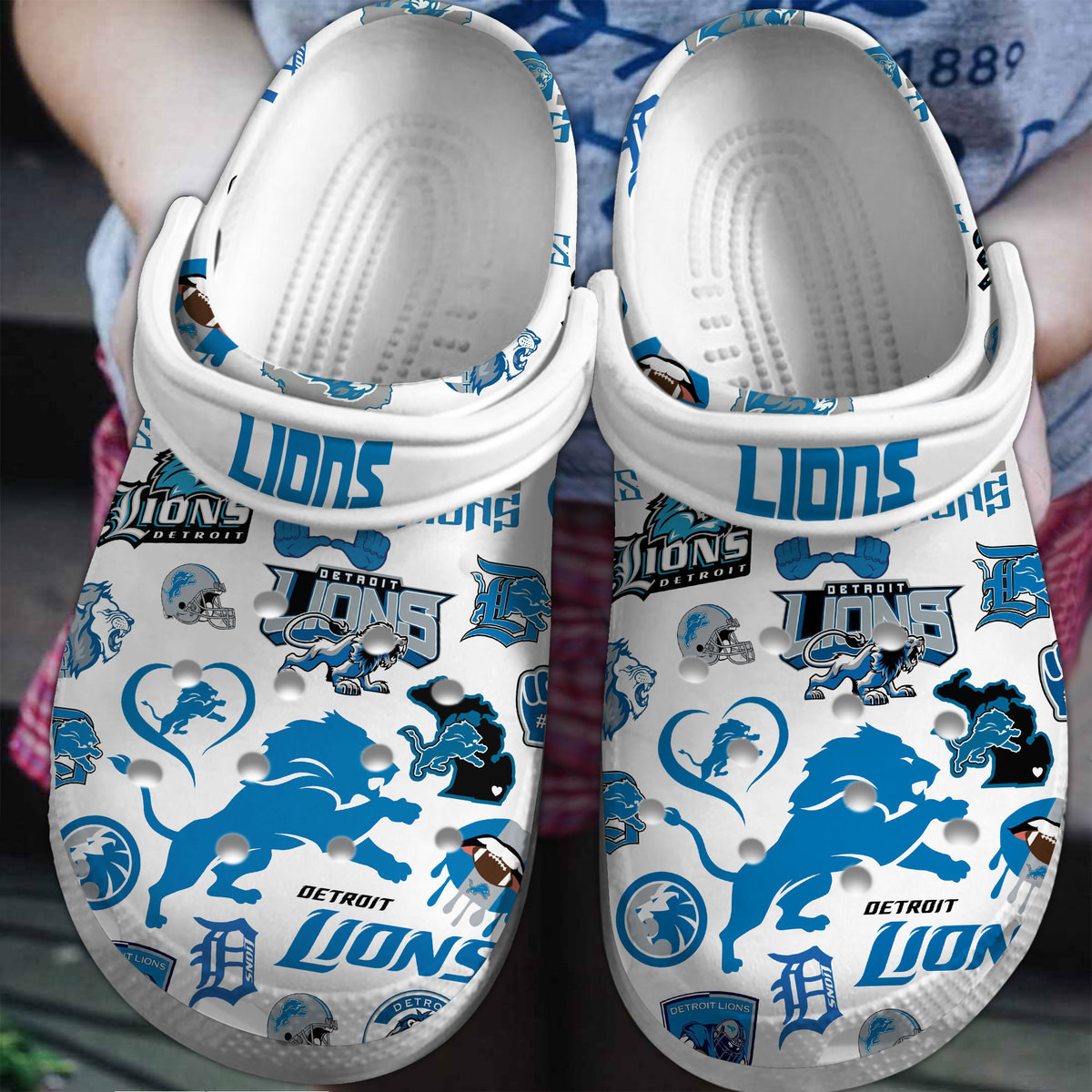 Footwearmerch Detroit Lions NFL Sport Crocs Crocband Clogs Shoes Comfortable For Men Women and Kids