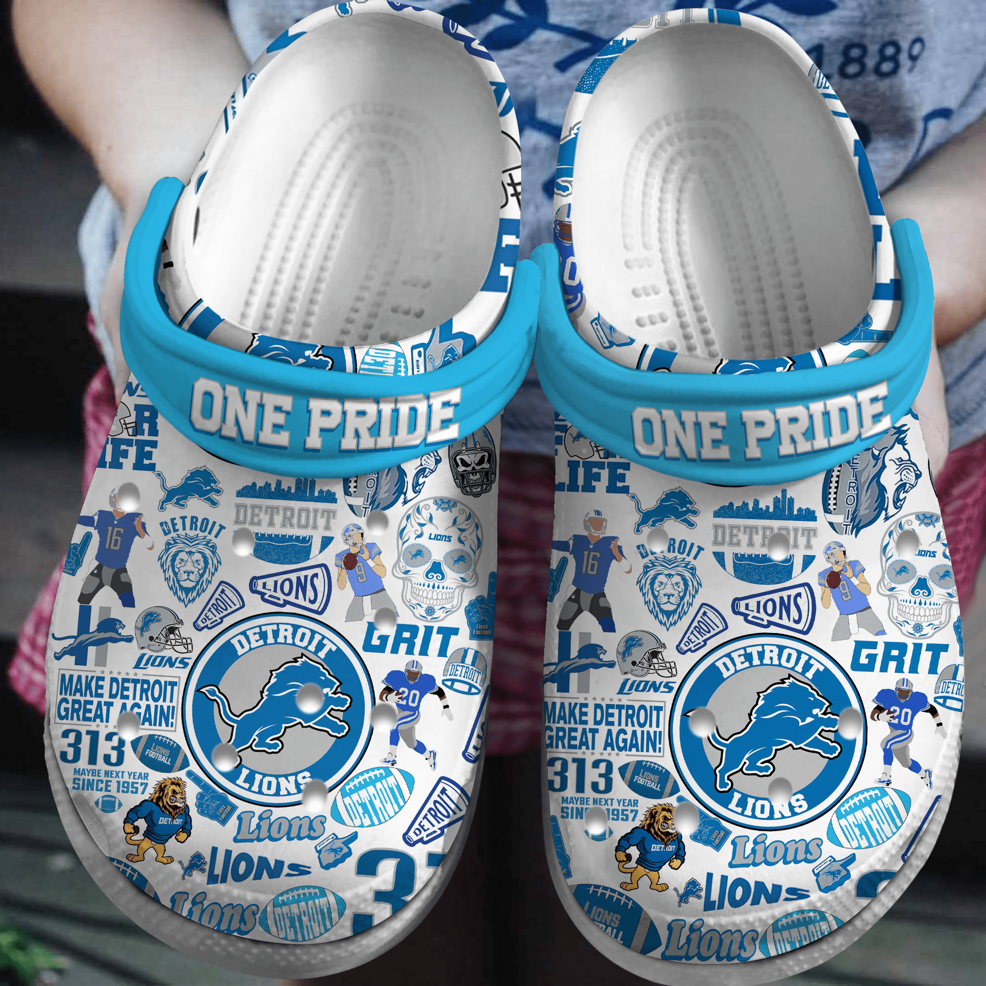 Footwearmerch Detroit Lions NFL Sport Crocs Crocband Clogs Shoes Comfortable For Men Women and Kids