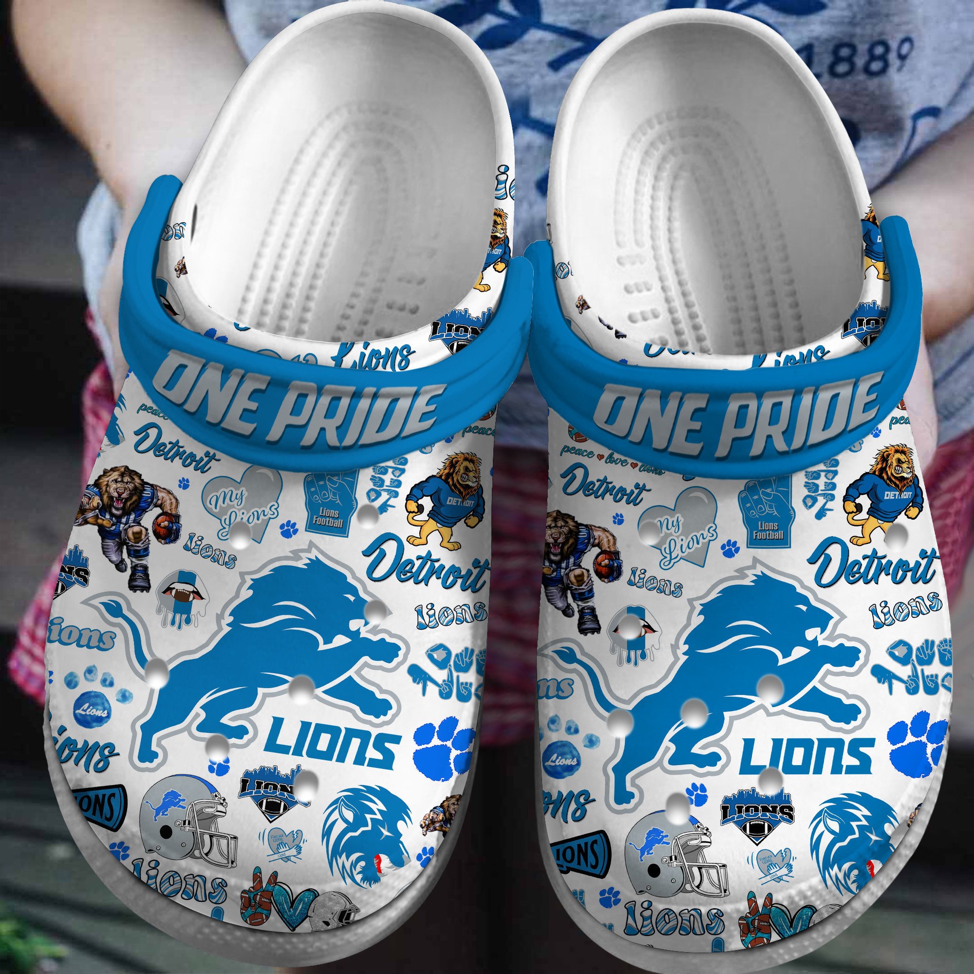 Footwearmerch Detroit Lions NFL Sport Crocs Crocband Clogs Shoes Comfortable For Men Women and Kids