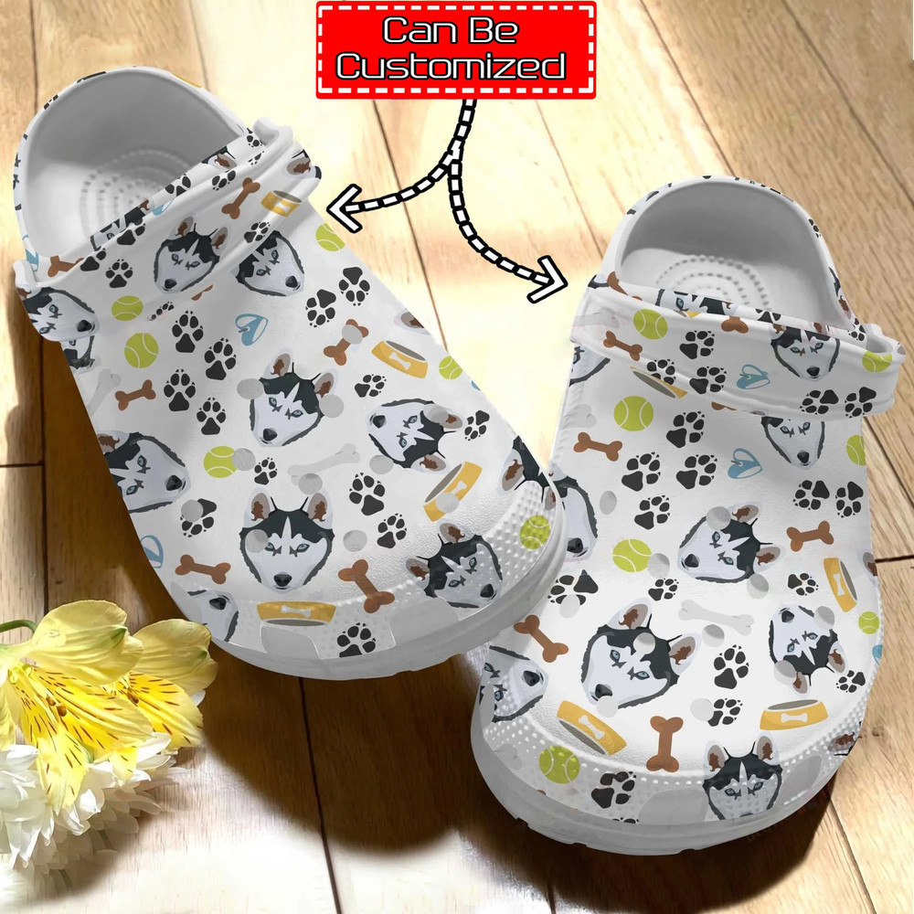 Footwearmerch Dog - Personalized Husky Stuff Pattern Clog Shoes For Men And Women