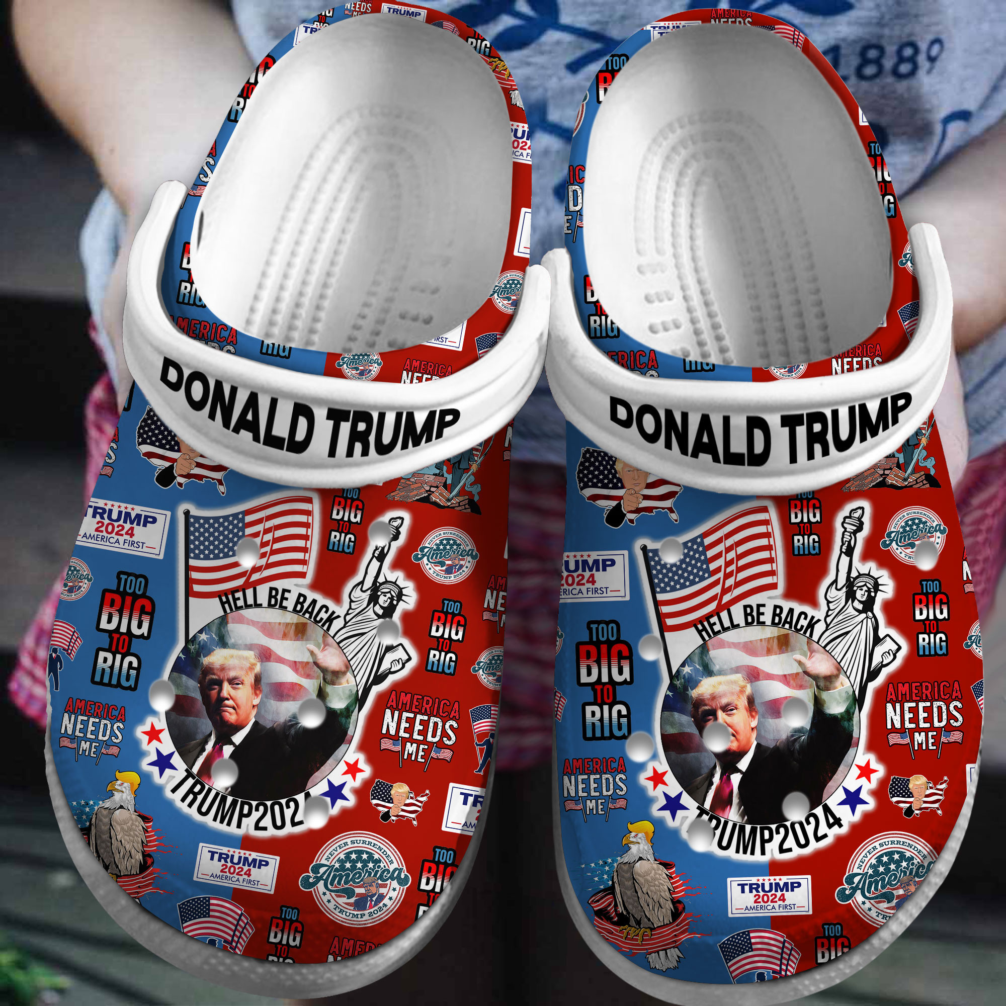 Footwearmerch Donald Trump America First Crocs Crocband Clogs Shoes Comfortable For Men Women and Kids